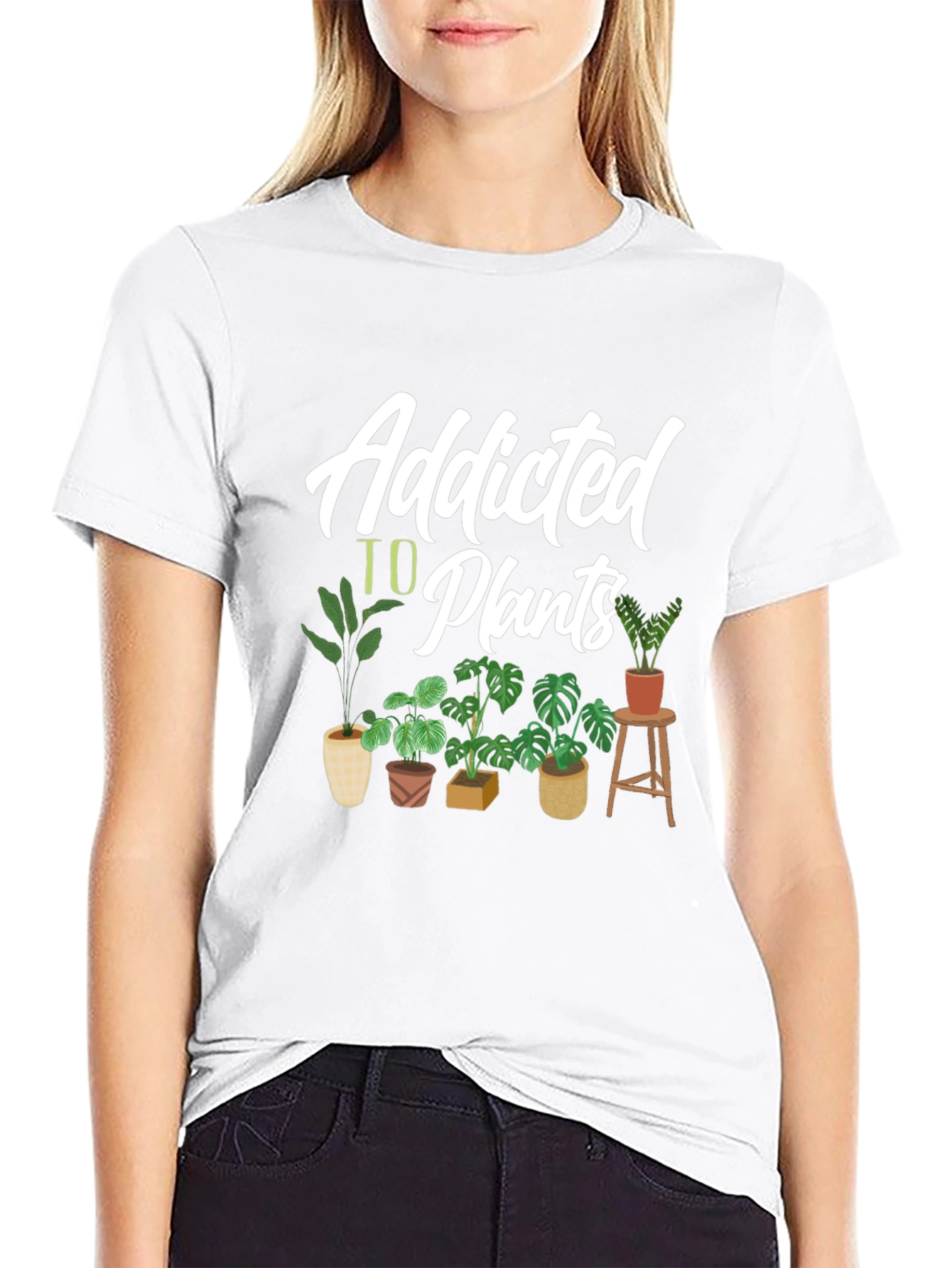 Black Addicted to Plants Graphic Tee - Black Cotton T-Shirt view 9