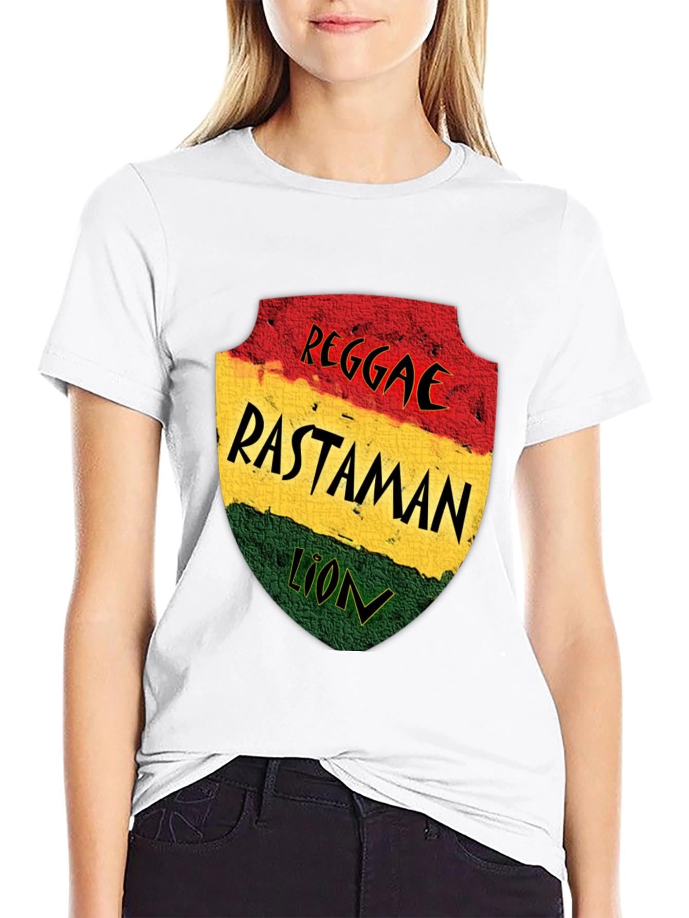 Black Reggae Rastaman Lion Graphic T-Shirt - Black view 9