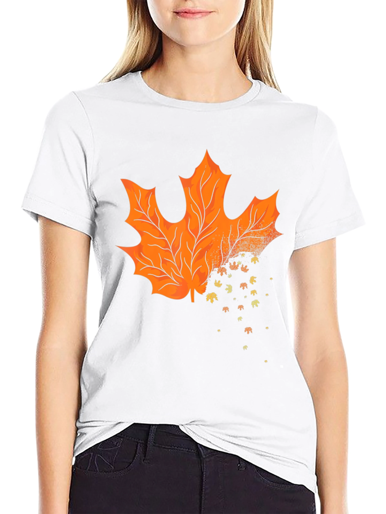 Black Autumn Leaf T-Shirt - Stylish Fall Apparel view 9