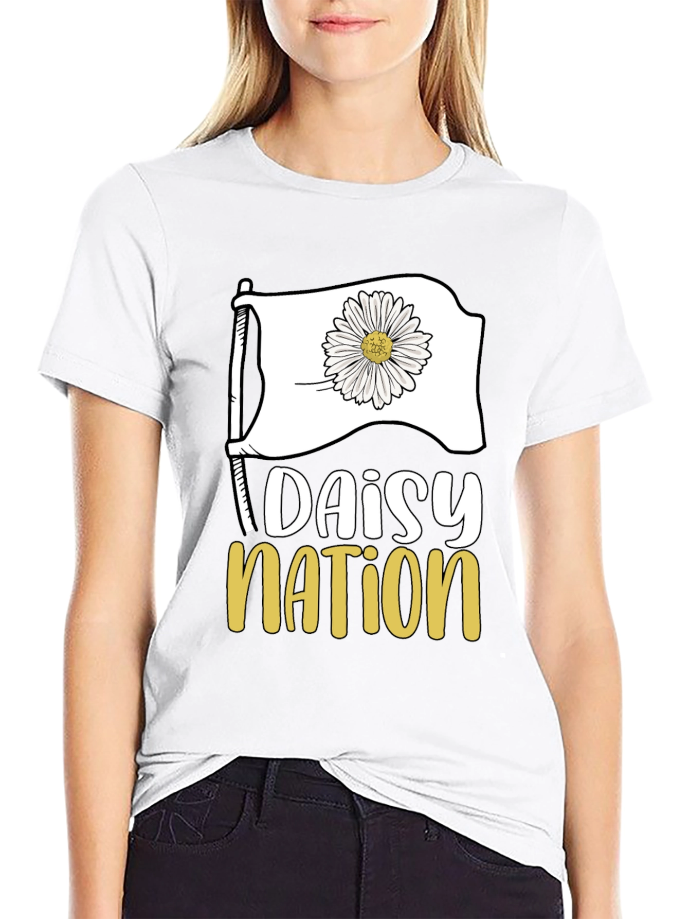 Black Daisy Nation Graphic Tee - Black Cotton T-Shirt view 9