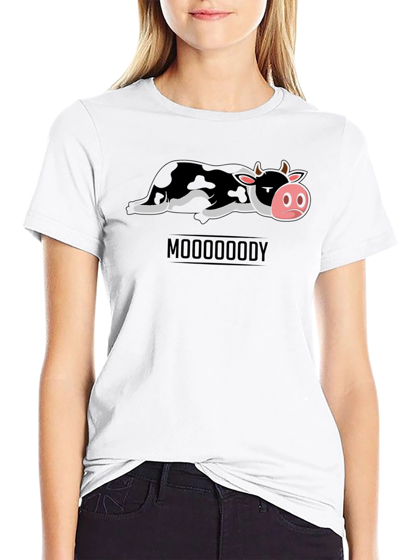Mooooody Graphic Tee - Funny Cow Design - 9
