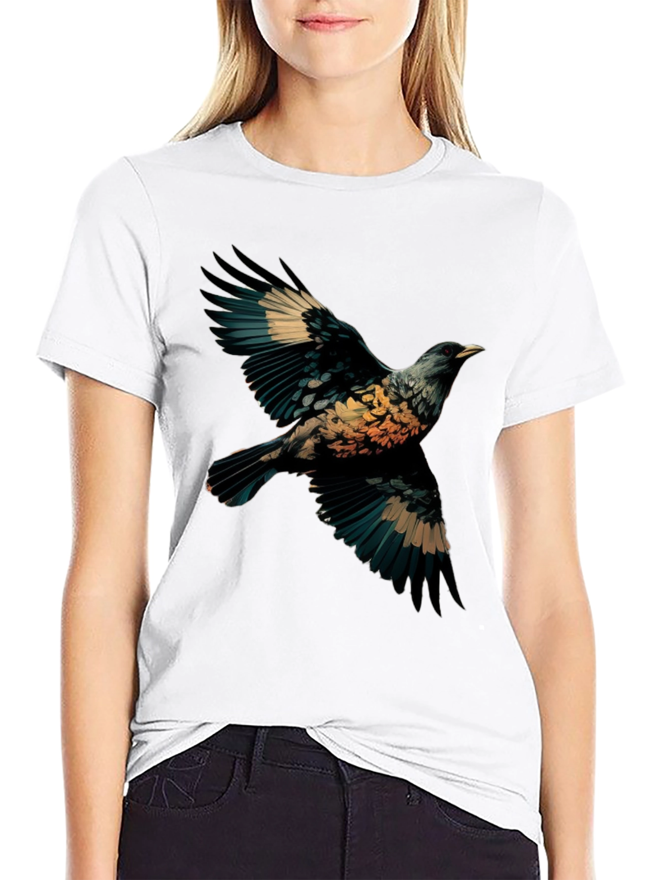 Black Bird Graphic Black T-Shirt view 9