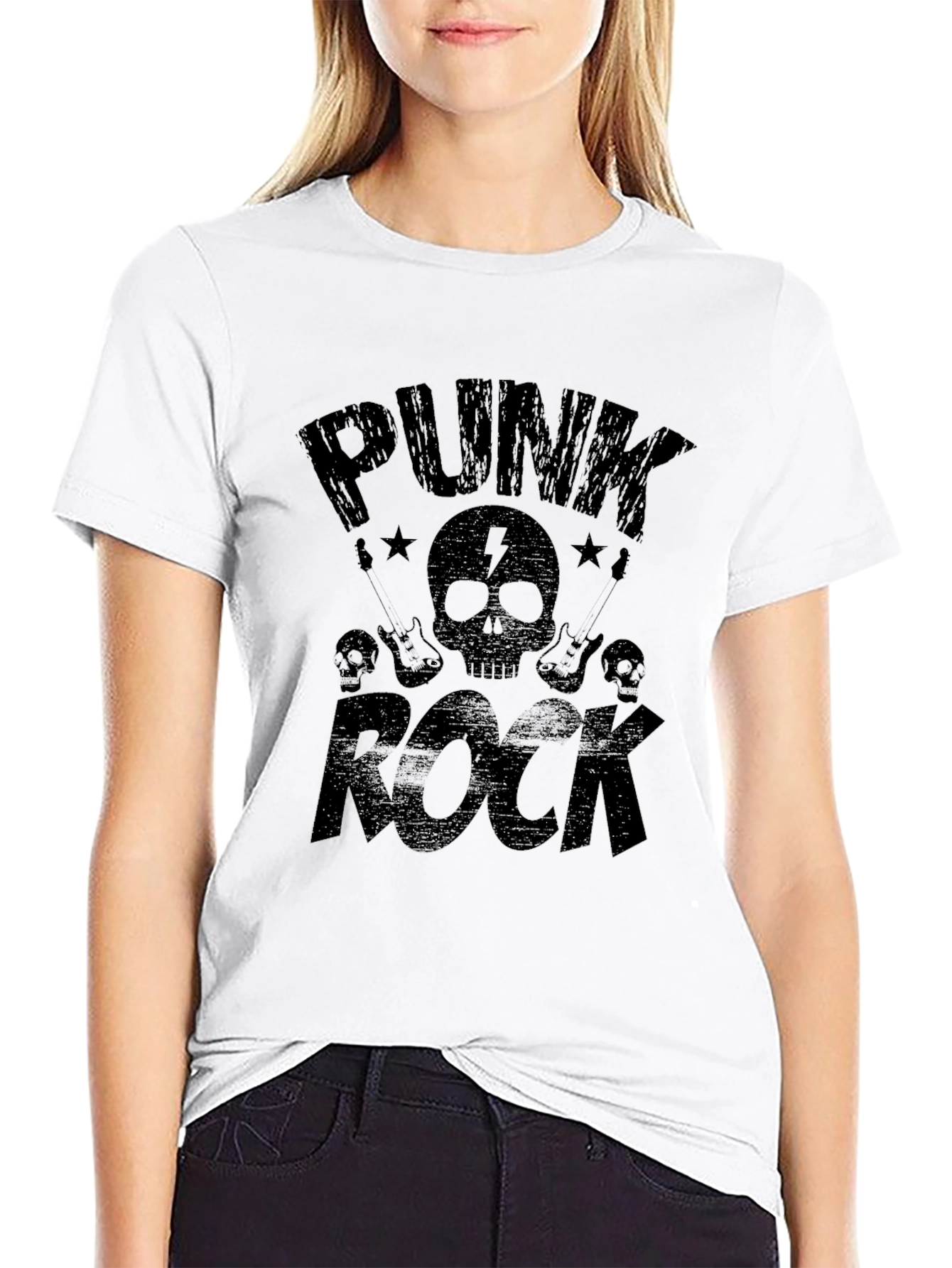 Black Punk Rock Graphic T-Shirt - Black view 9