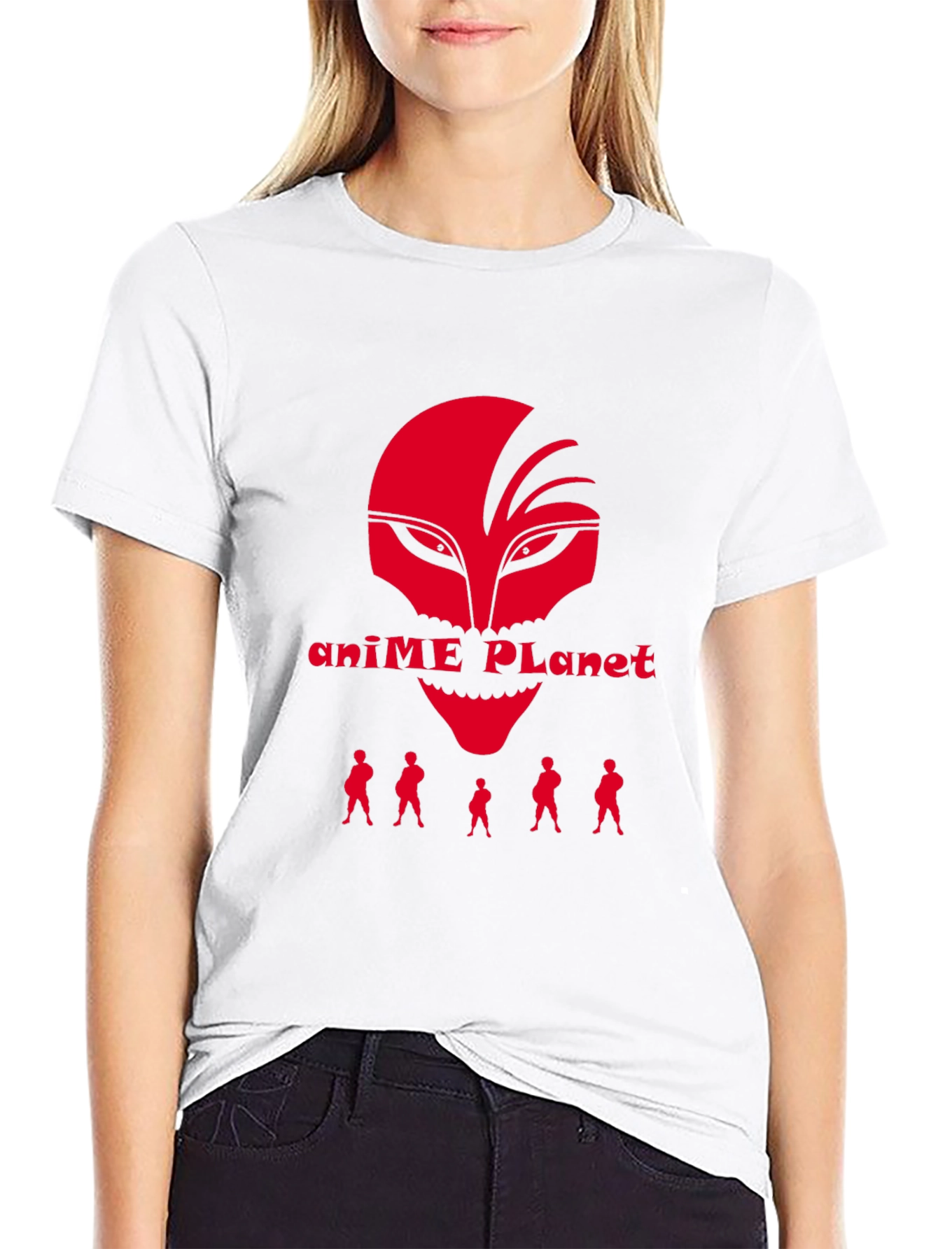 Black Anime Planet Graphic Tee - Red and Black Cotton Blend view 9