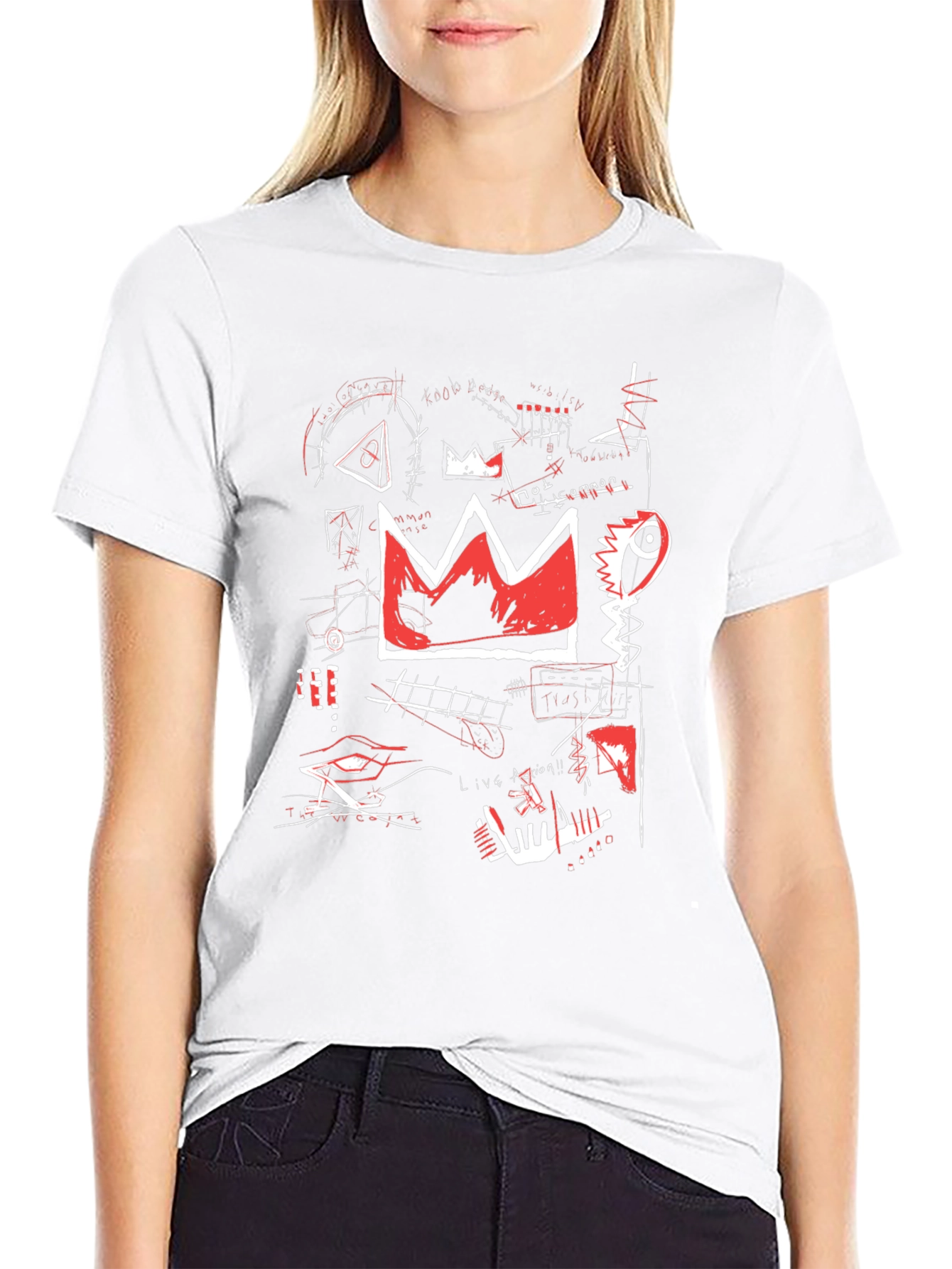 Black Basquiat Inspired Graphic Tee - Crown Design view 9