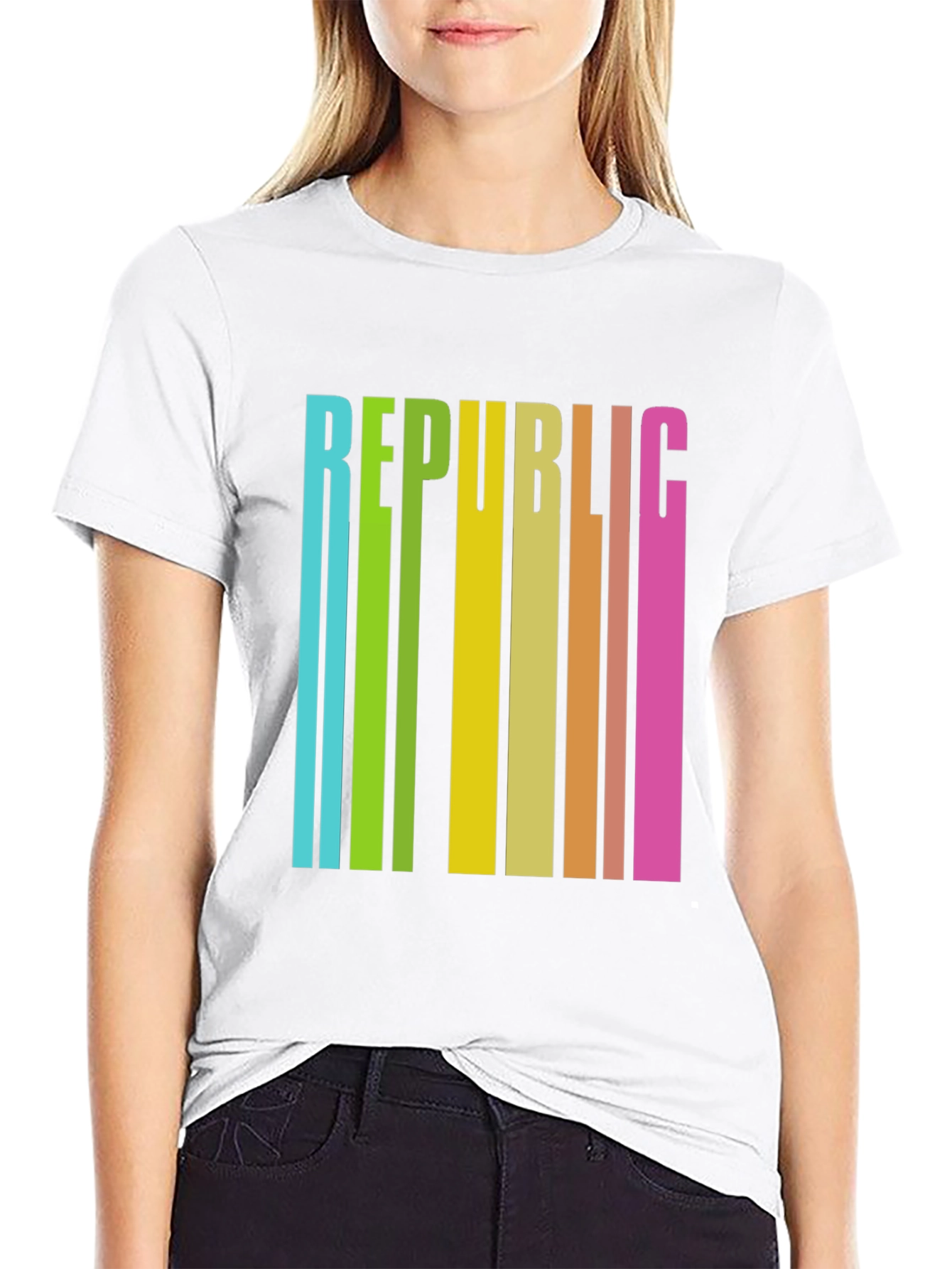 Black Republic Retro Striped Graphic Tee view 9