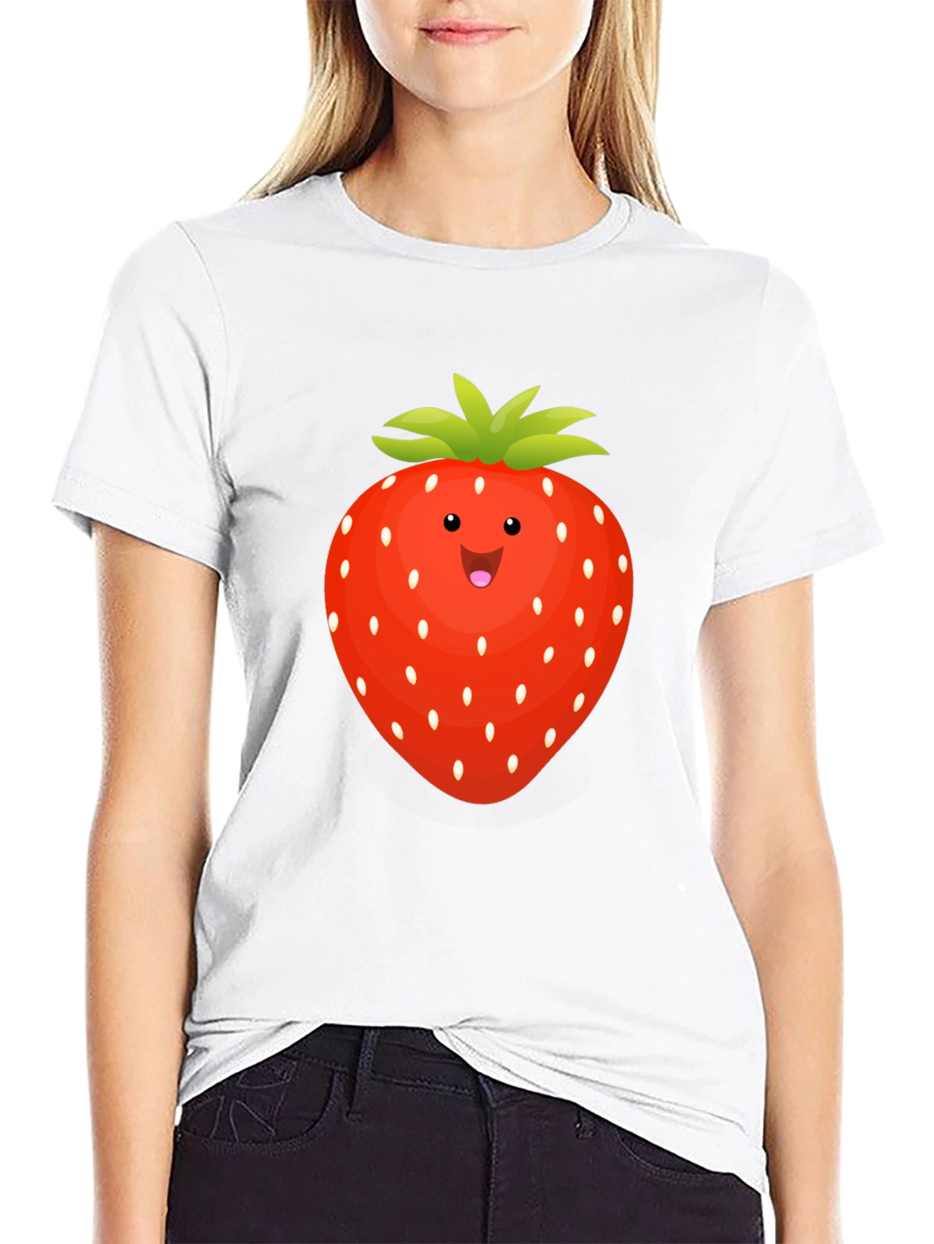 Black Strawberry Graphic Tee - Fun Fruit T-Shirt view 9