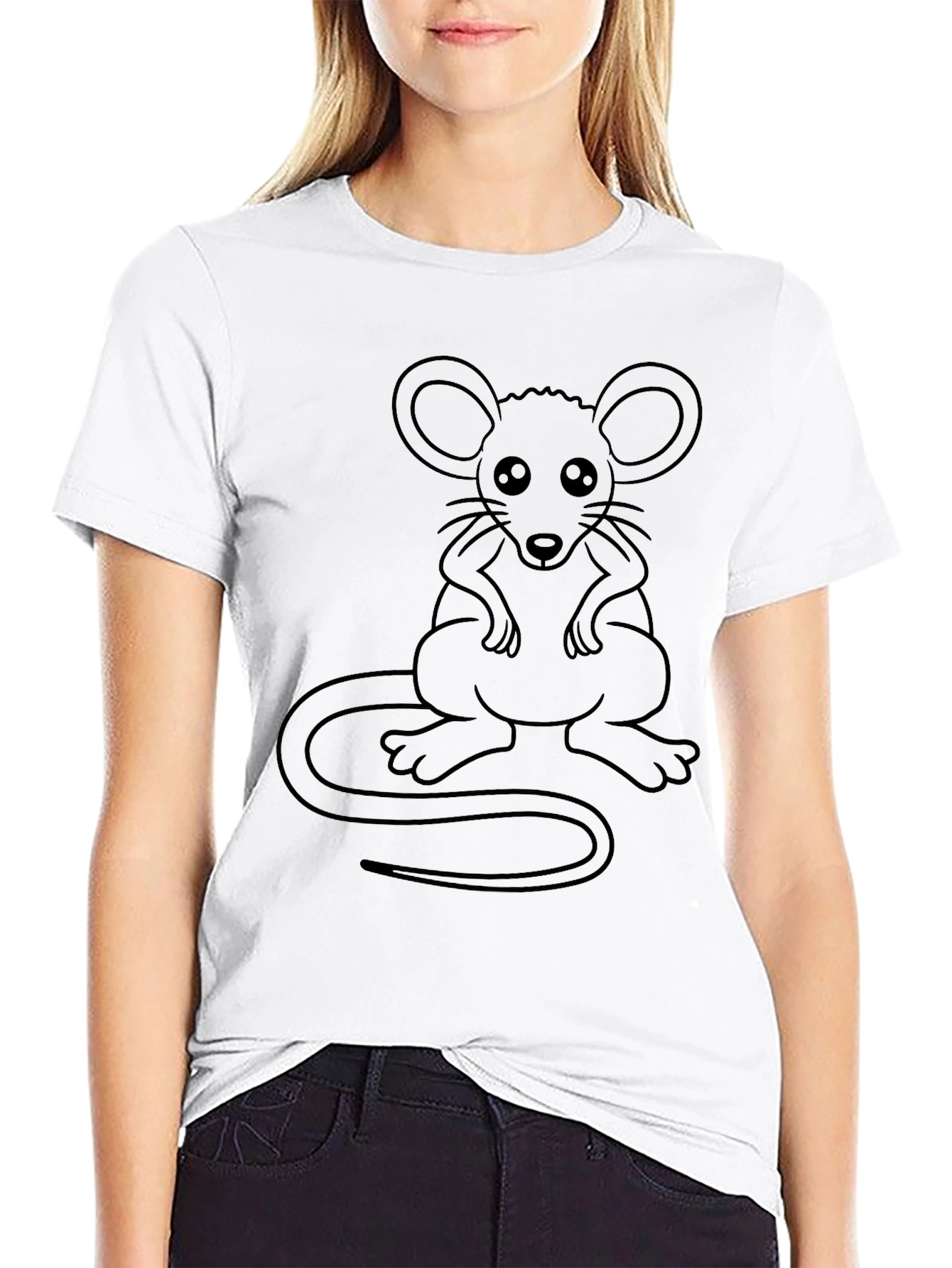 Black Black Graphic Tee - Cute Cartoon Mouse Design view 9