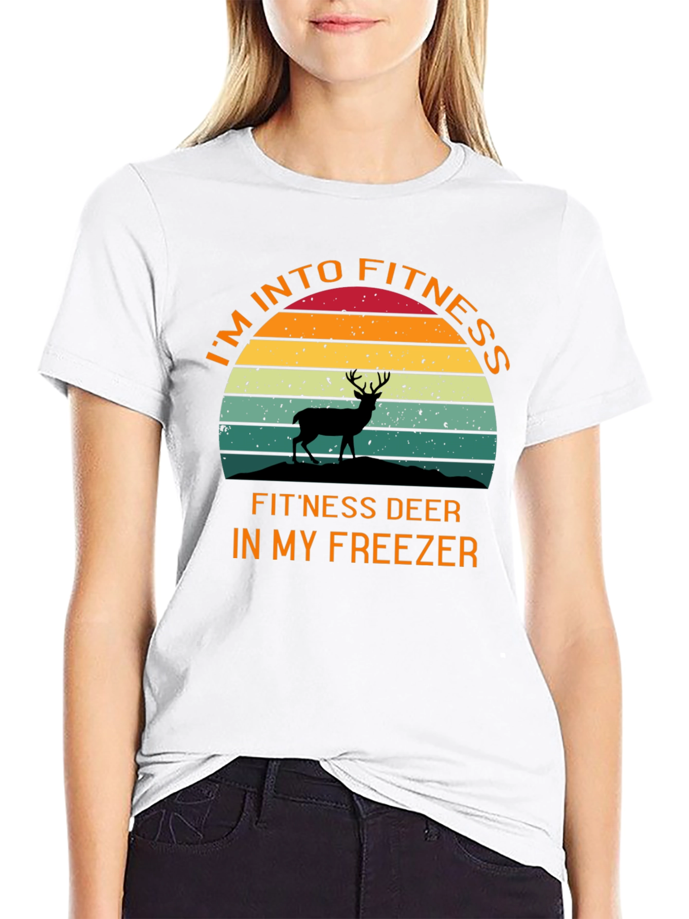 Black Fitness Deer T-Shirt - Humorous Workout Tee view 9