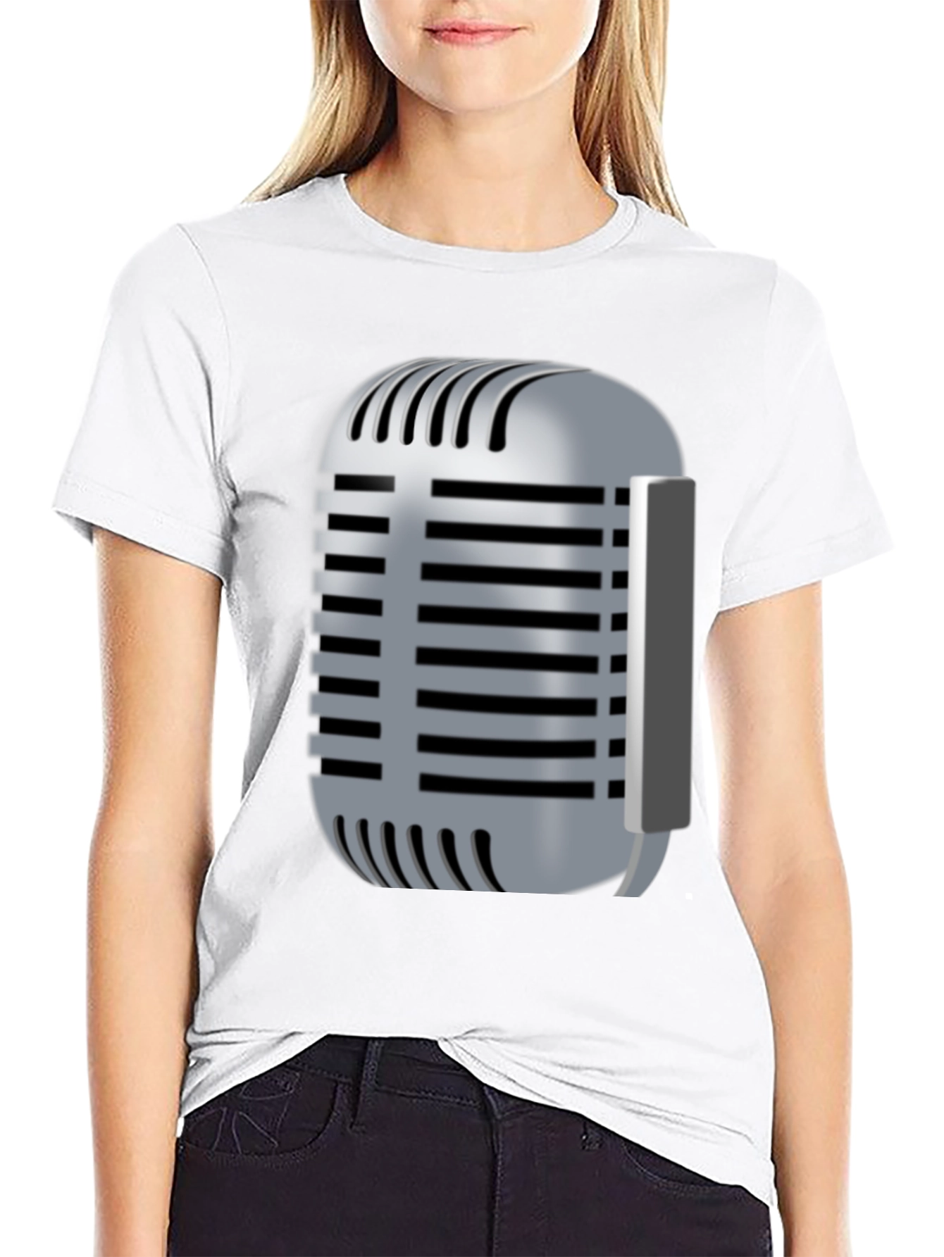 Black Vintage Microphone Graphic T-Shirt view 9
