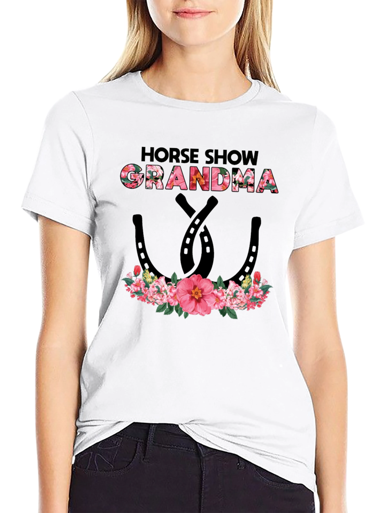 Black Horse Show Grandma Floral Graphic Tee view 9