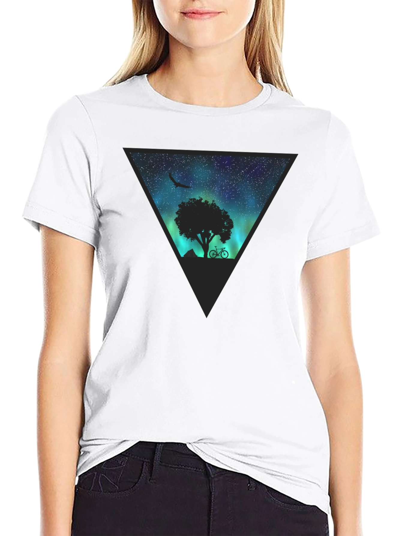 Black Aurora Tree Graphic Tee - Black view 9