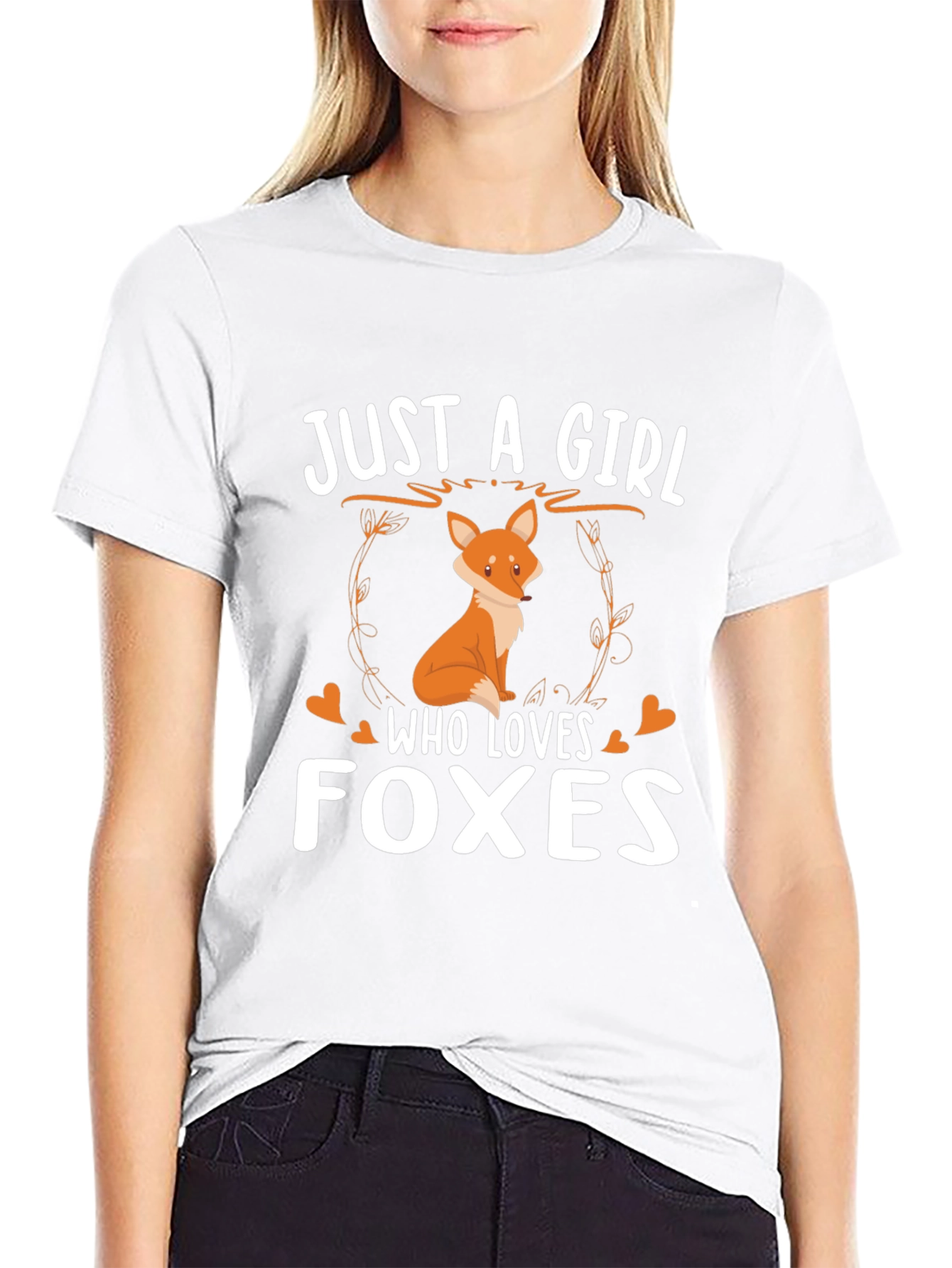 Black Just A Girl Who Loves Foxes Graphic T-Shirt view 9