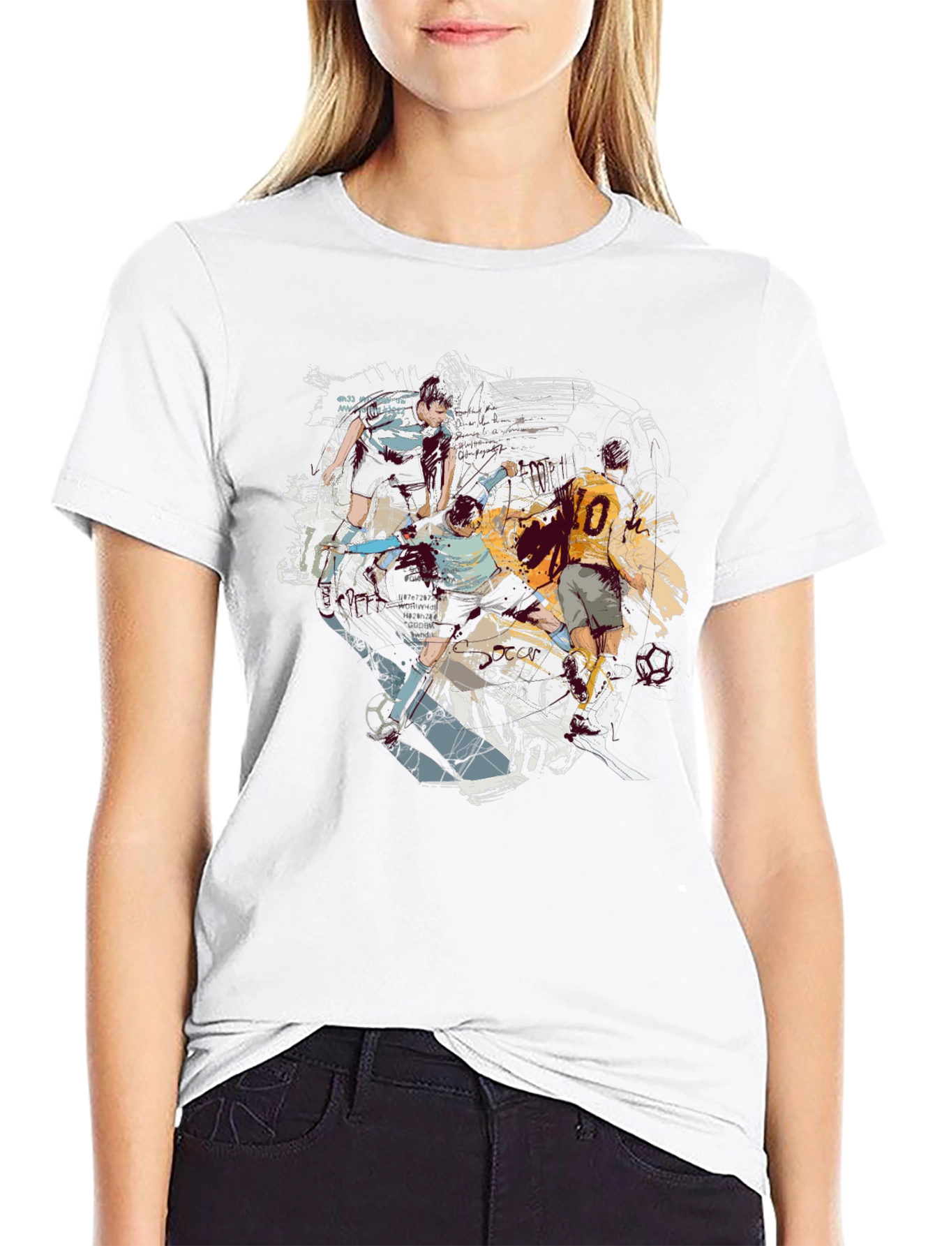 Black Soccer Art Graphic T-Shirt - Cool & Casual view 9