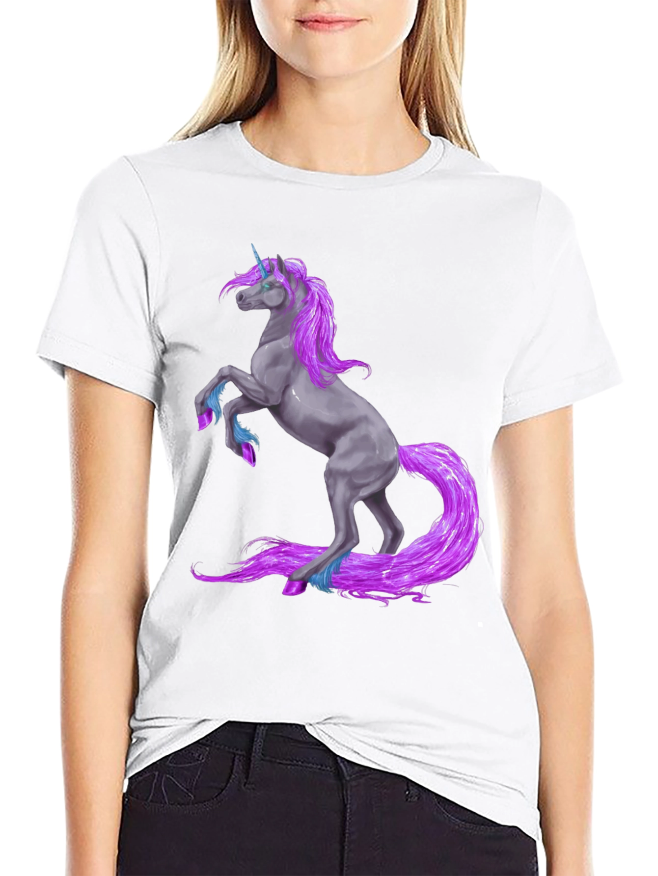 Black Unicorn Graphic Tee - Black Crew Neck view 9