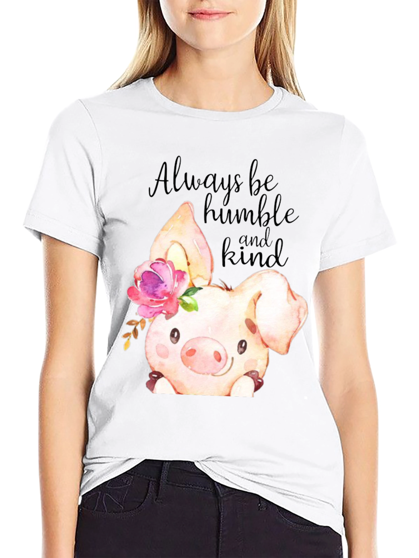 Black Humble & Kind Piglet Graphic Tee view 9