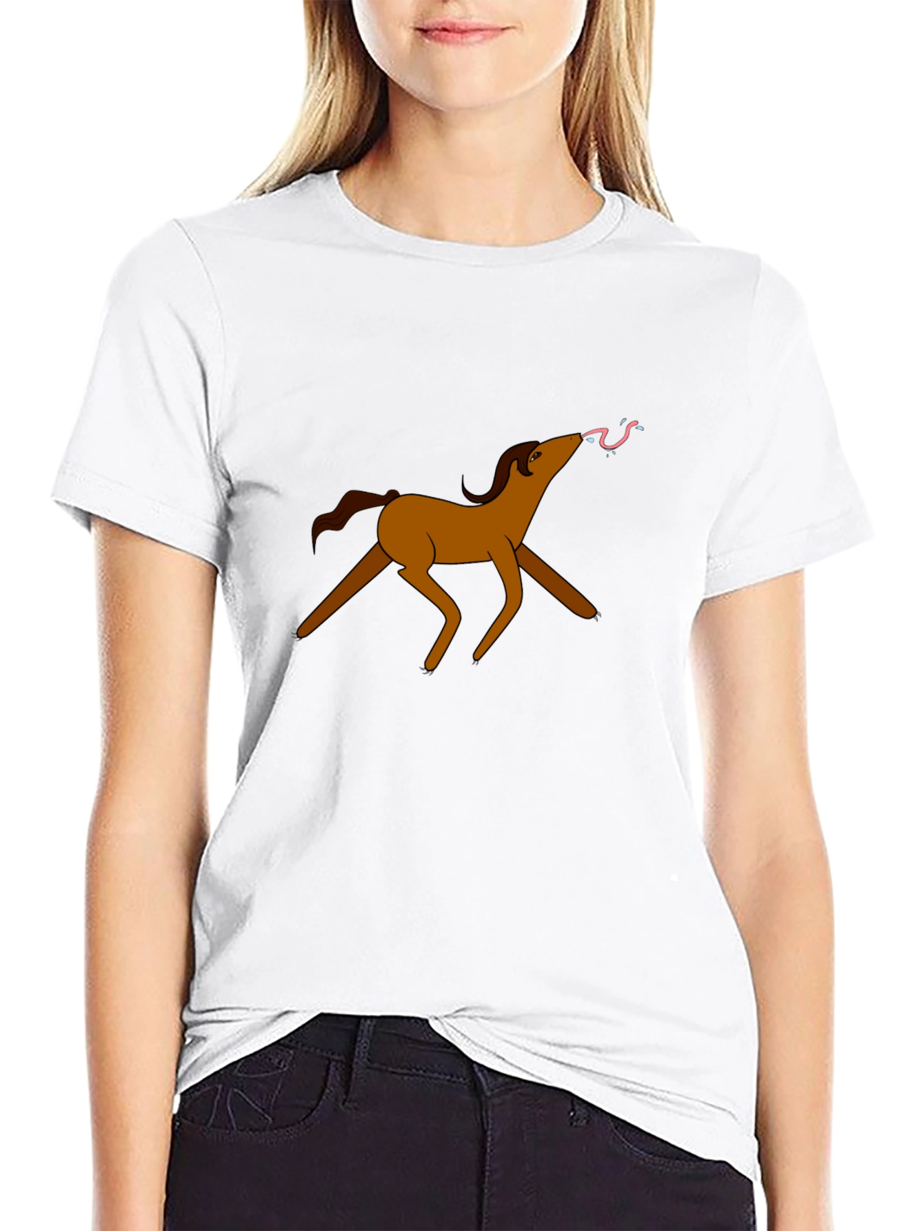 Black Cartoon Horse Graphic Tee - Unique Design view 9