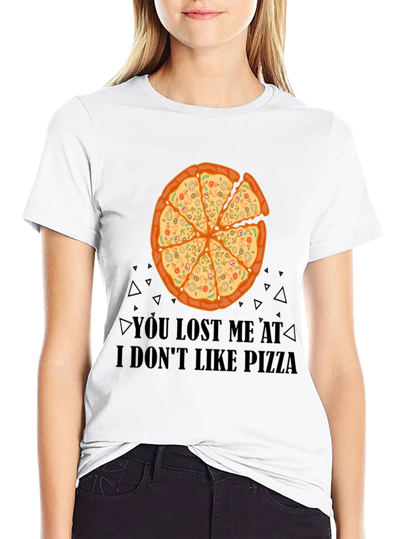 Black Pizza Lover T-Shirt - You Lost Me At I Don't Like Pizza Funny Tee view 9