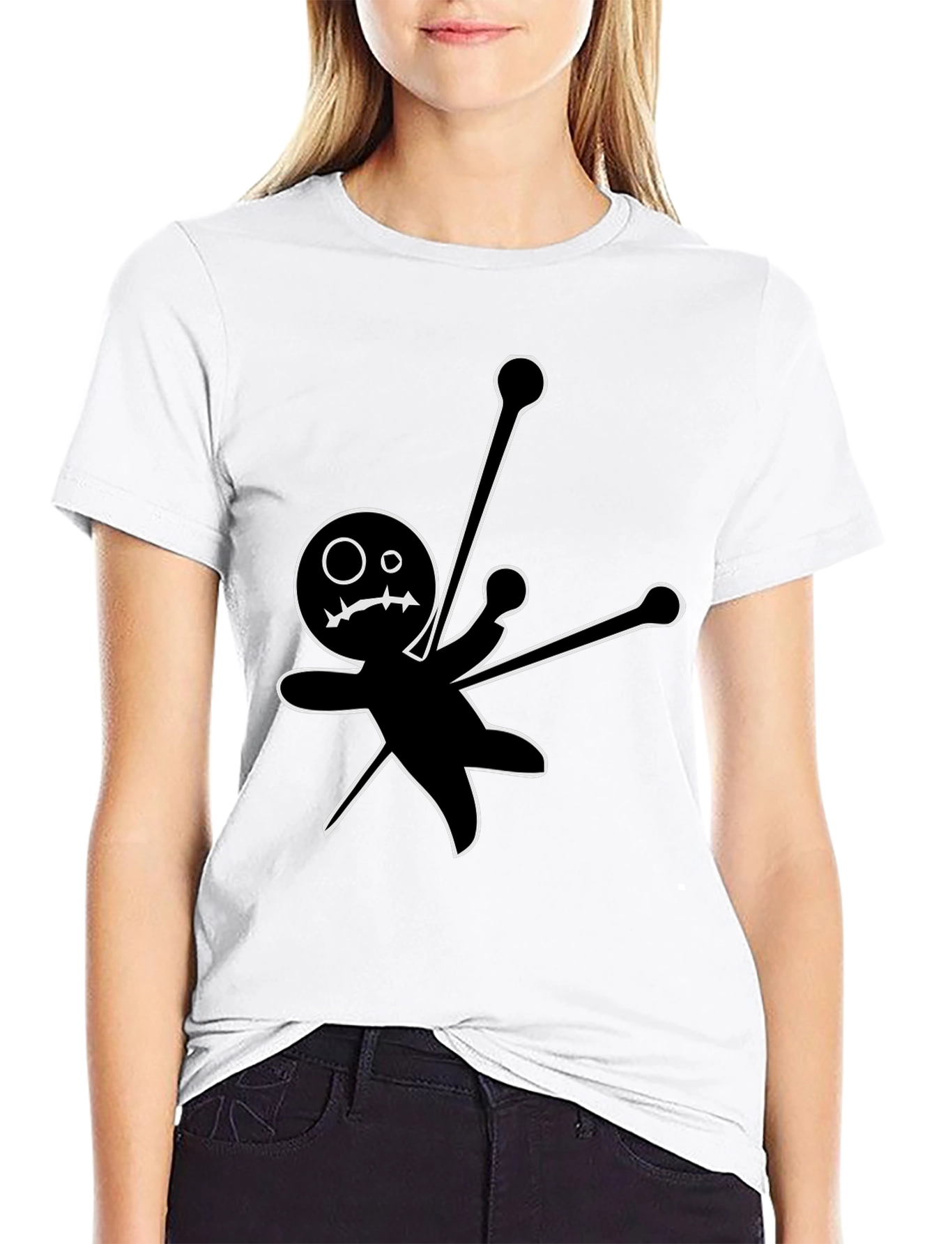 Black Voodoo Doll Graphic Tee - Black Cotton view 9