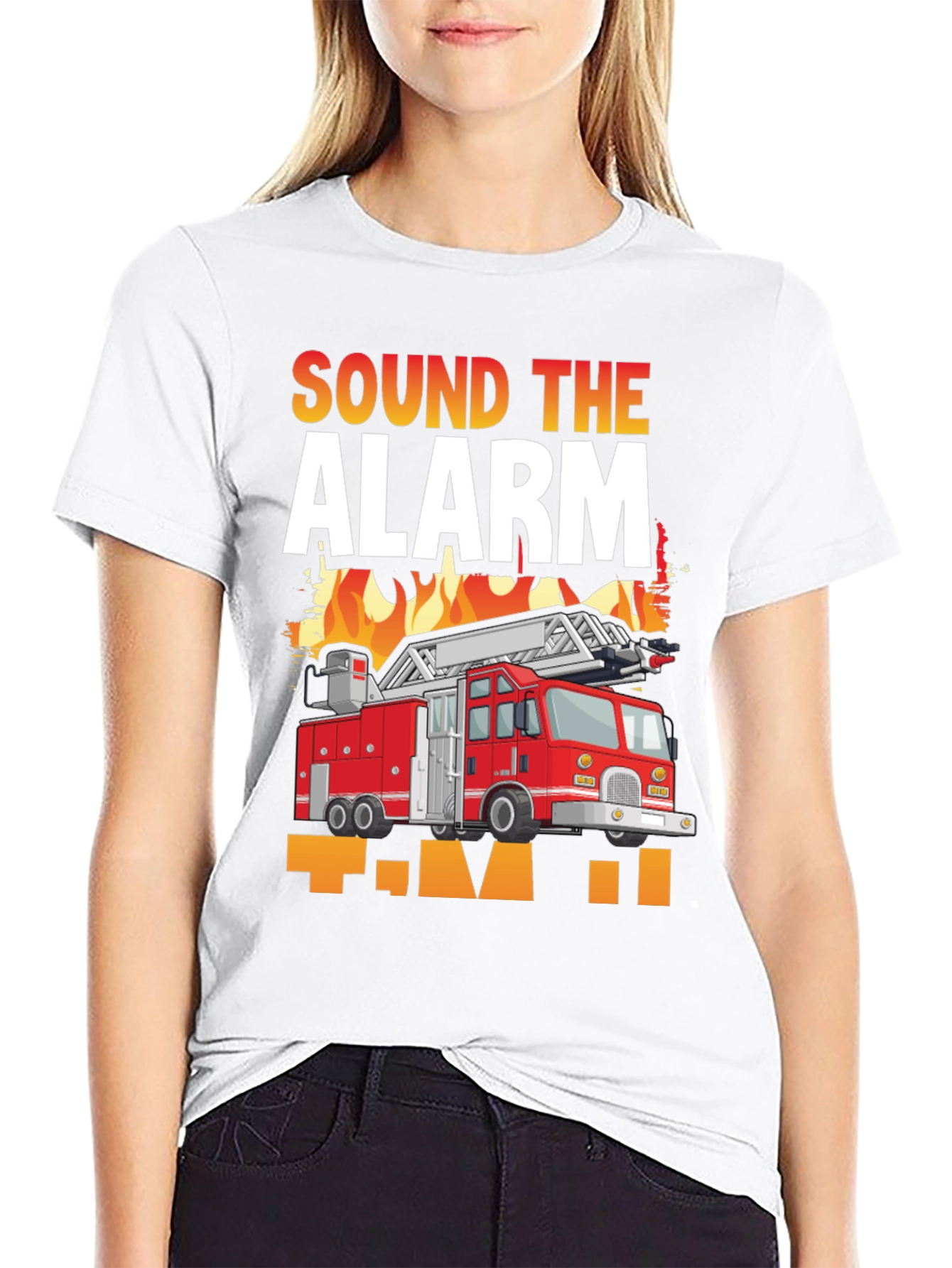 Black Sound the Alarm Firefighter T-Shirt view 9