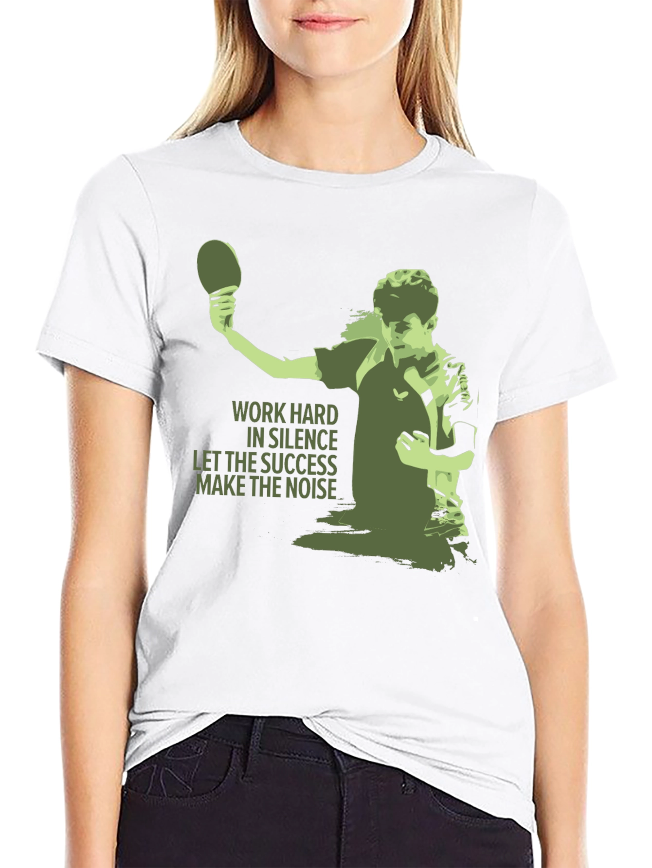 Black Table Tennis Graphic Tee - Work Hard T-Shirt view 9