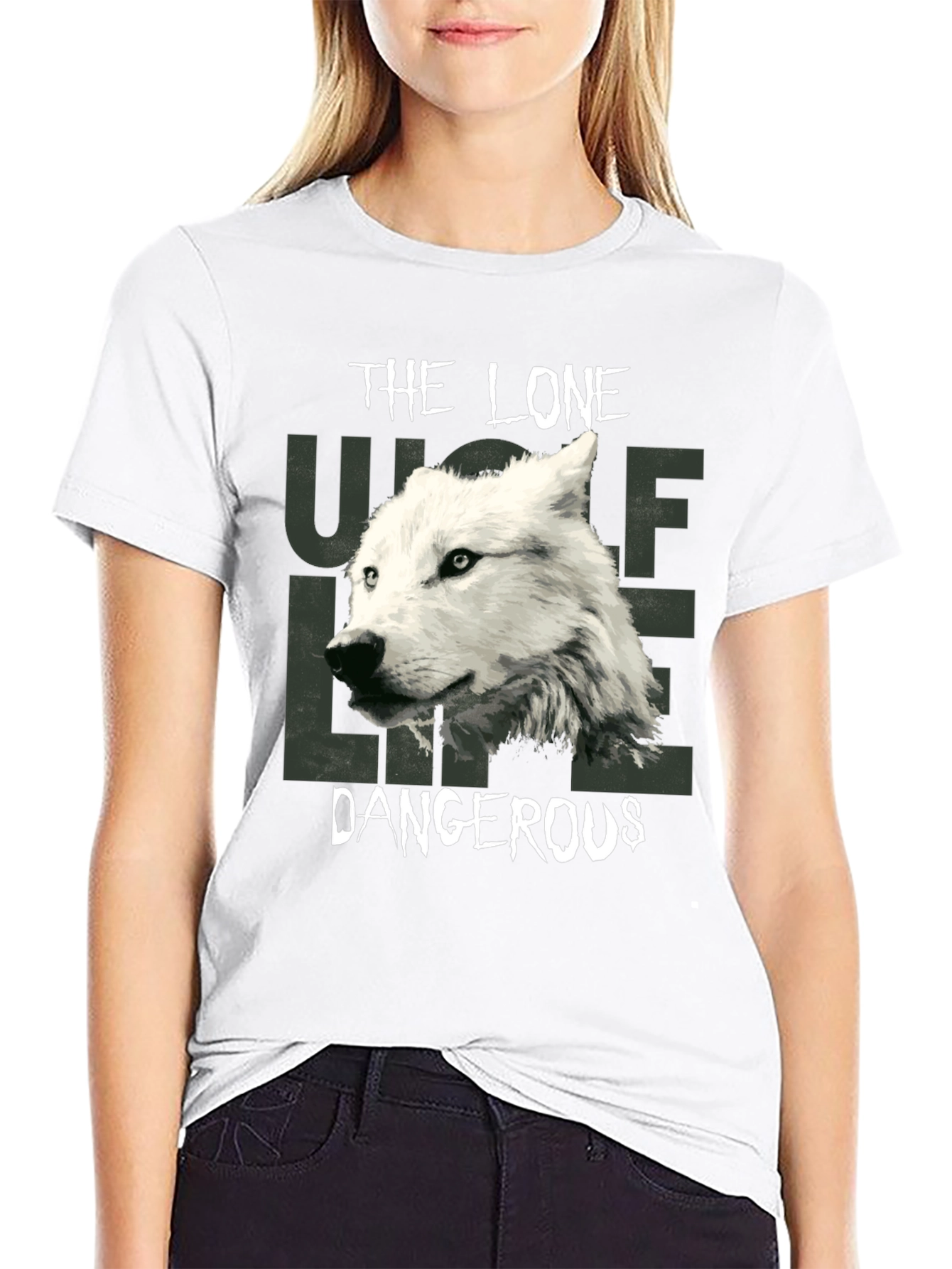 Black The Lone Wolf Dangerous Graphic T-Shirt view 9