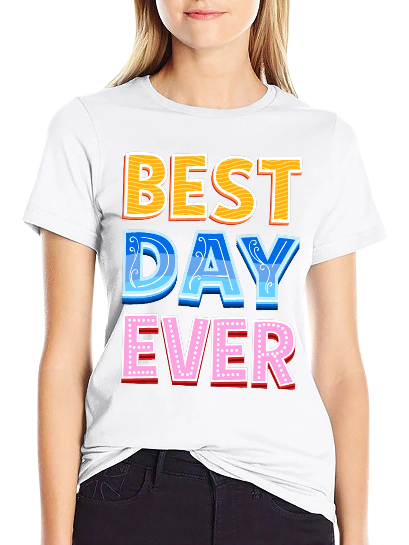Black Best Day Ever Graphic Tee - Fun Casual T-Shirt view 9