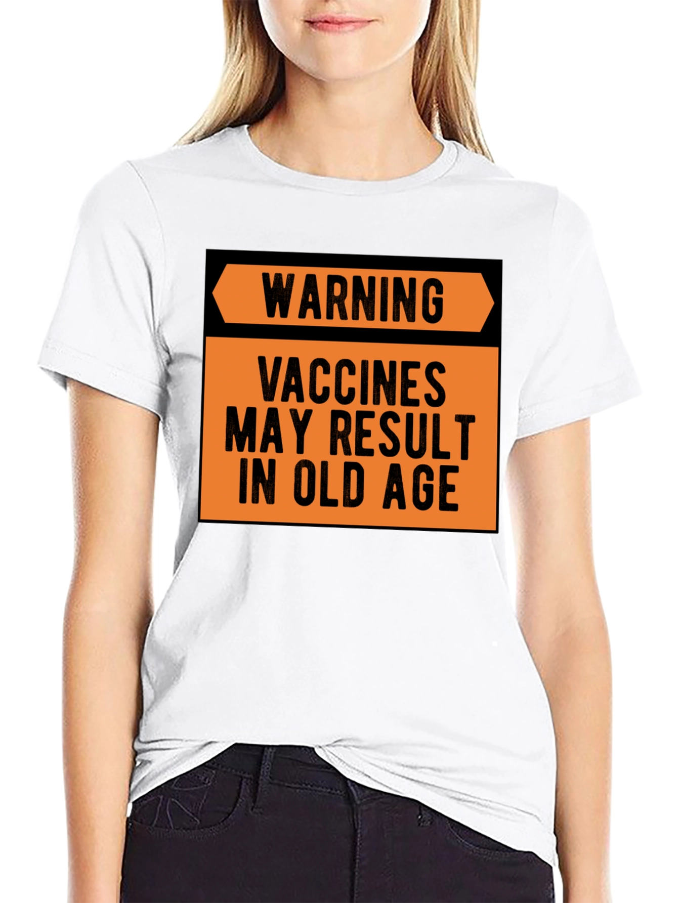 Black Warning Vaccines May Result in Old Age T-Shirt view 9