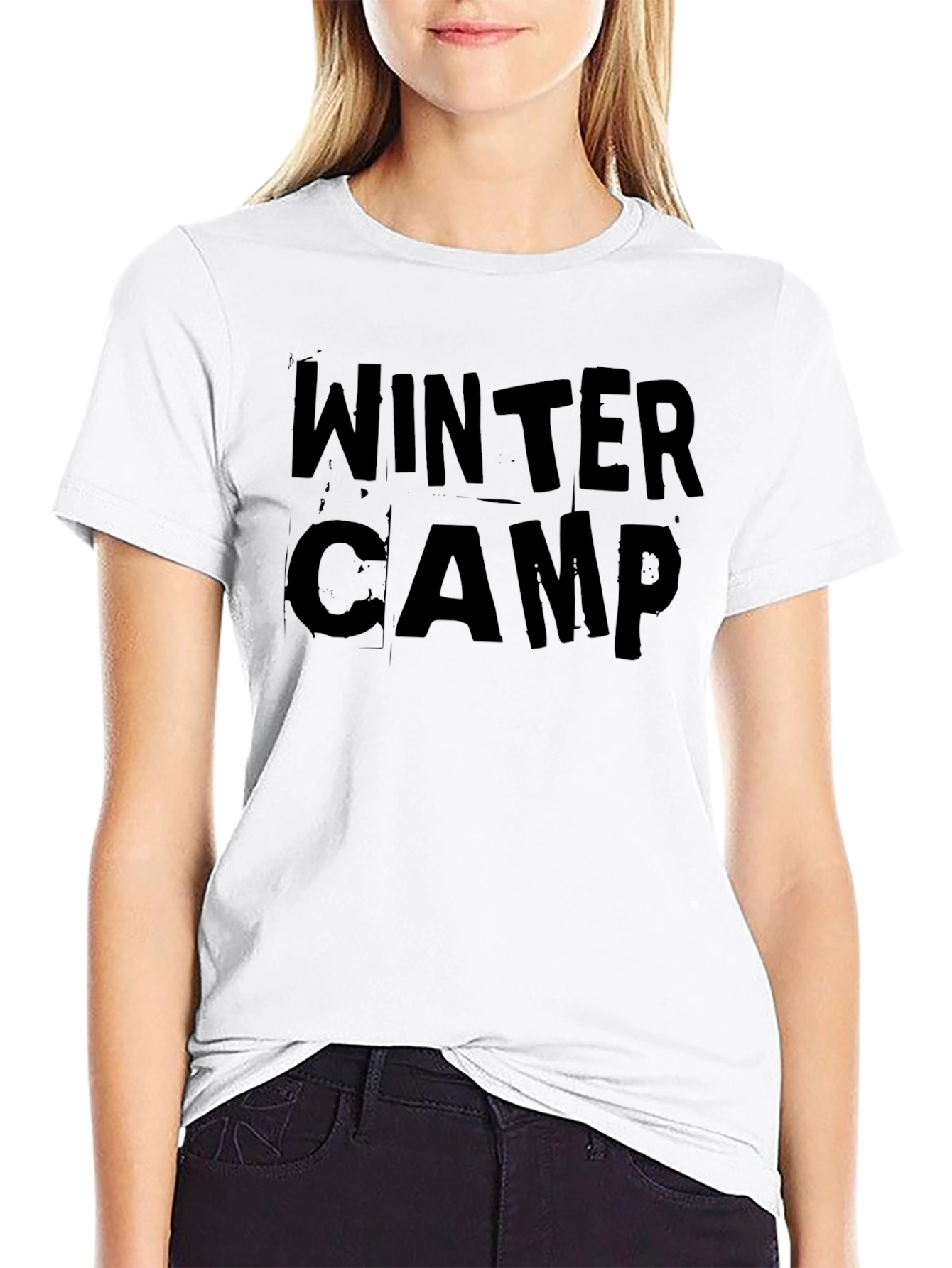 Black Winter Camp Graphic Tee - Black Cotton T-Shirt view 9