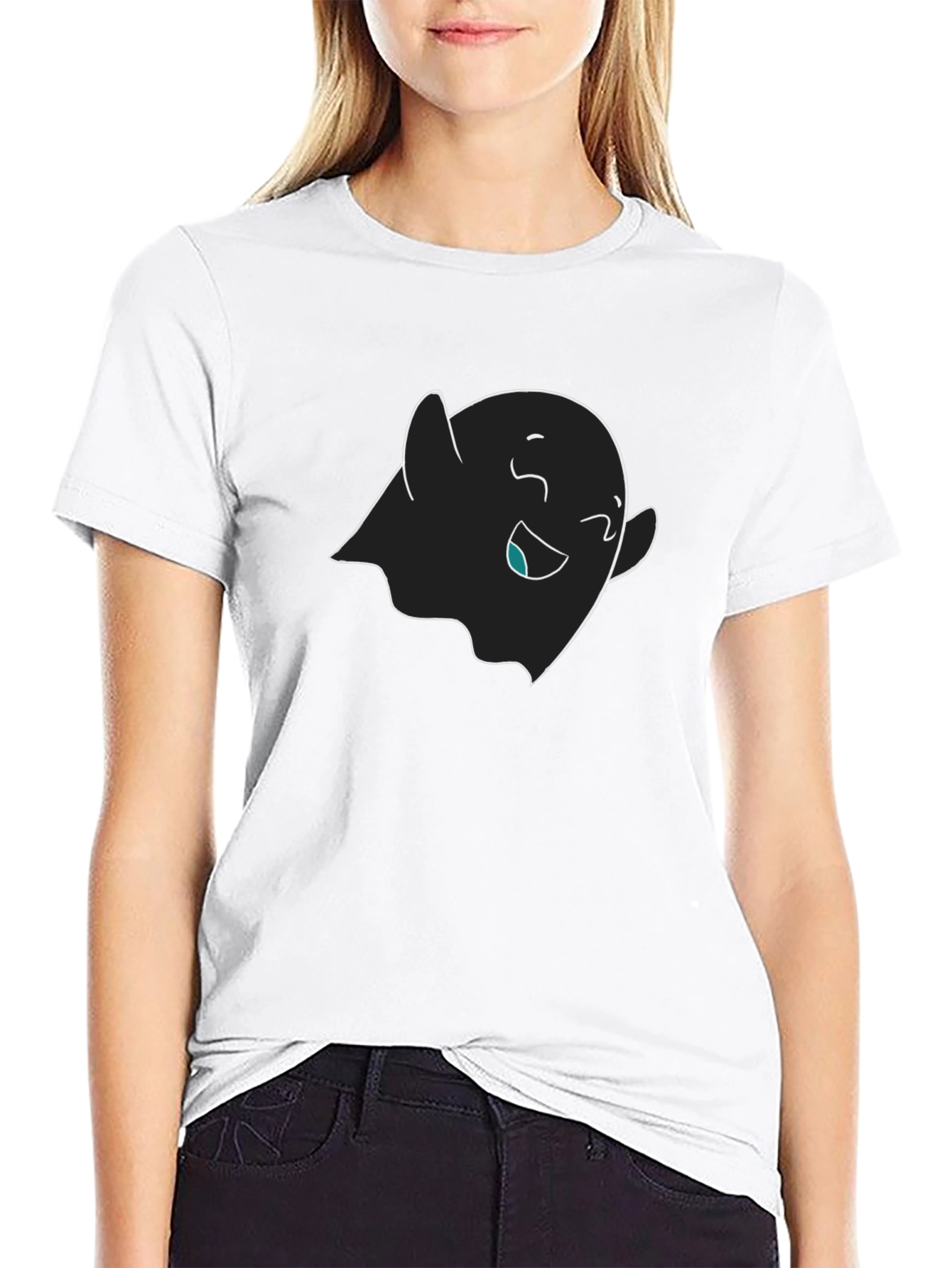 Black Cute Ghost Graphic Black T-Shirt view 9