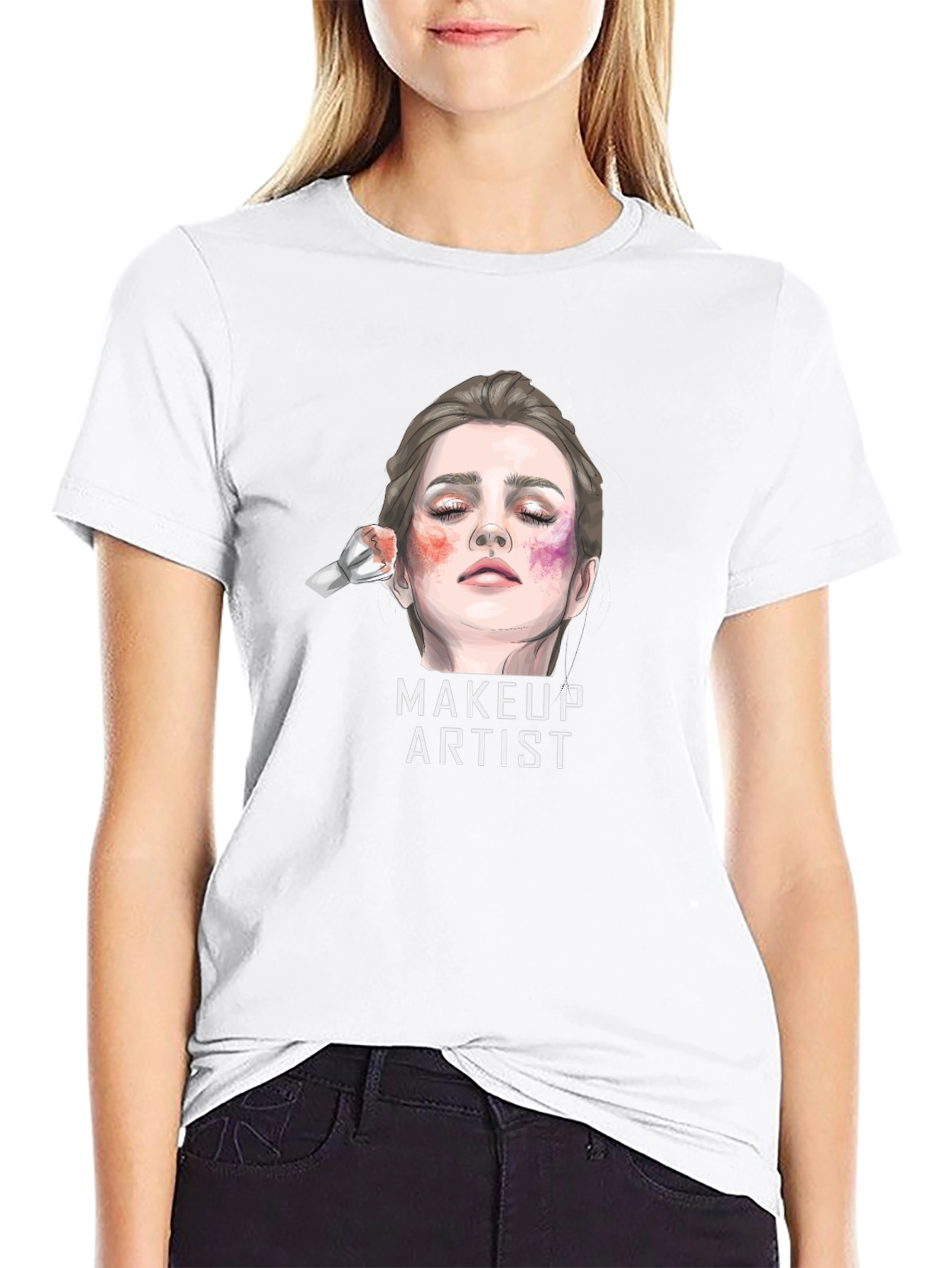 Black Makeup Artist Graphic Tee - Unisex Black Cotton T-Shirt view 9