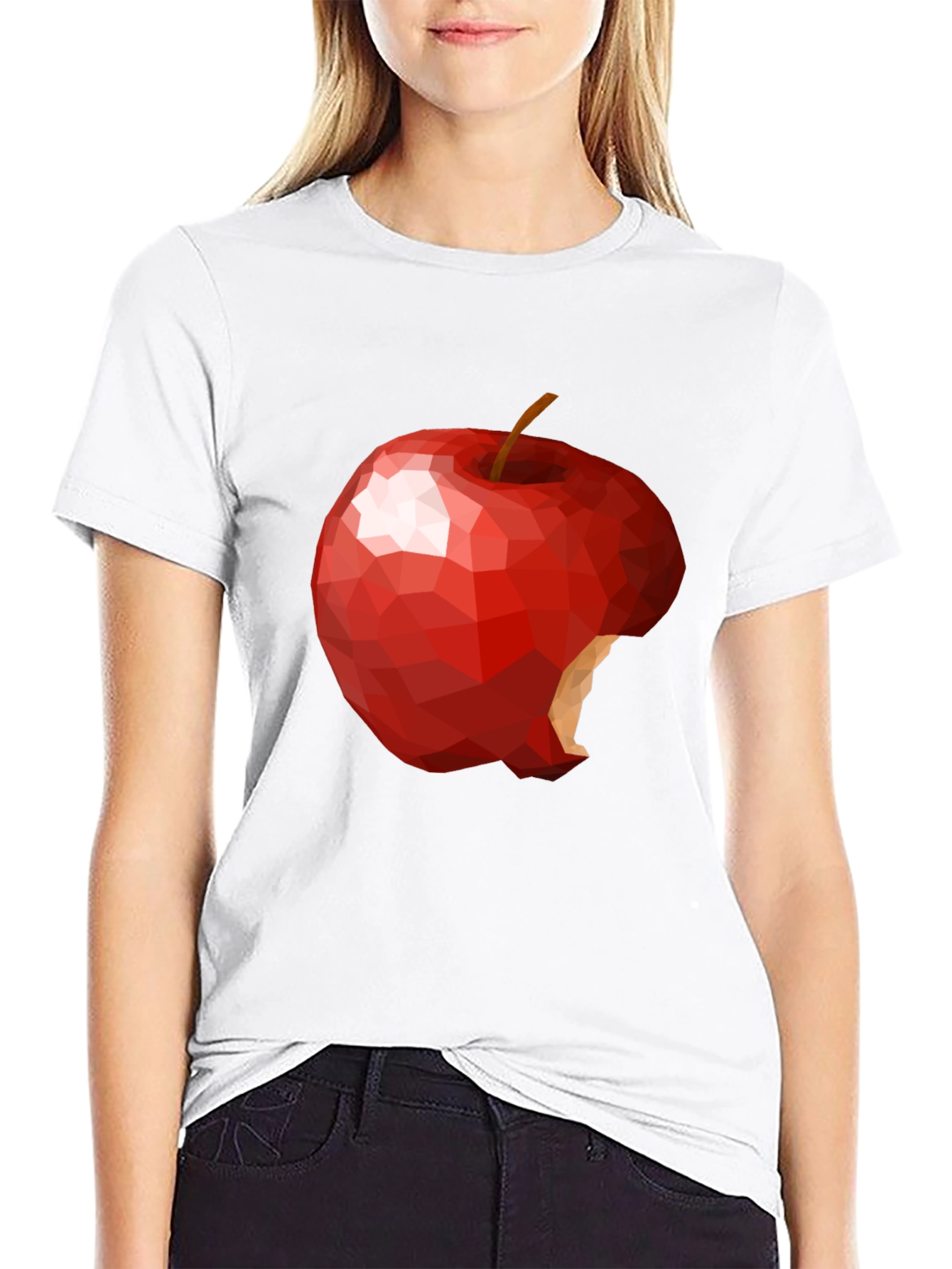 Black Geometric Bitten Apple Graphic T-Shirt view 9