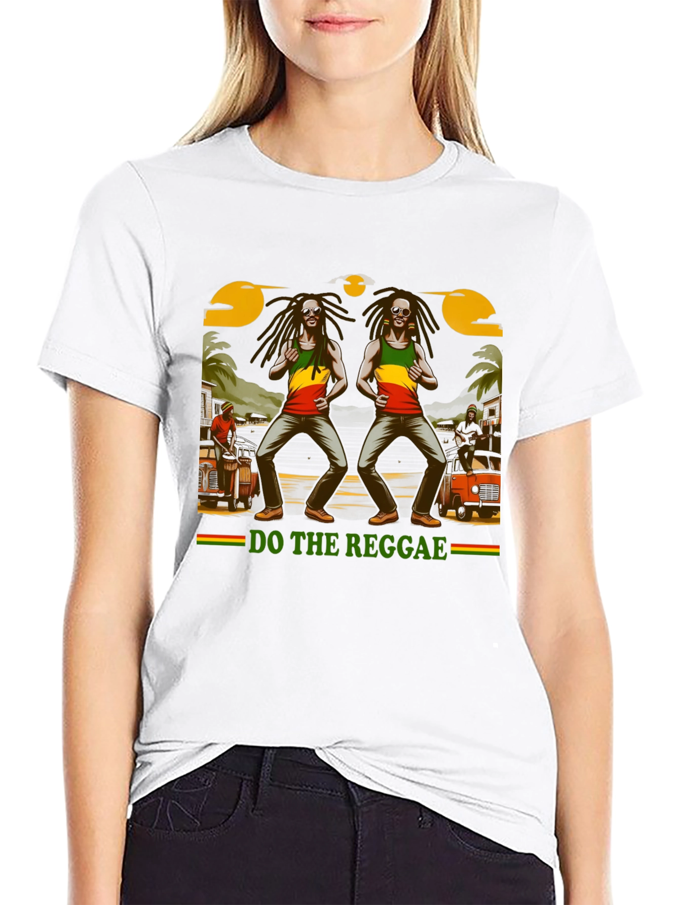 Black Do The Reggae Graphic Tee - Black Cotton T-Shirt view 9