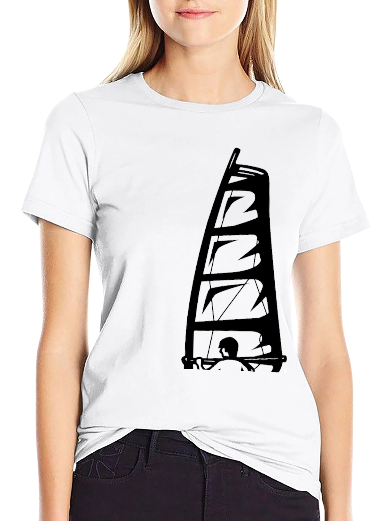 Black Sailing Graphic Tee - Black Crew Neck T-Shirt view 9