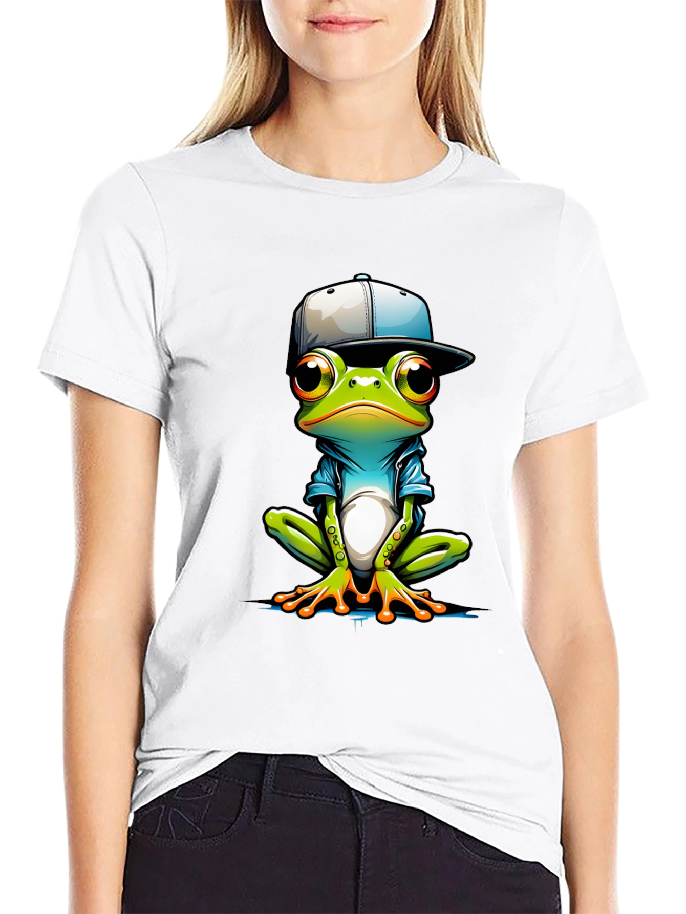 Black Cool Frog Graphic Tee - Trendy Animal Print T-Shirt view 9