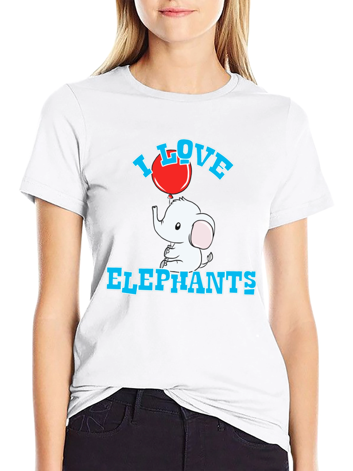 Black I Love Elephants Black Graphic Tee view 9