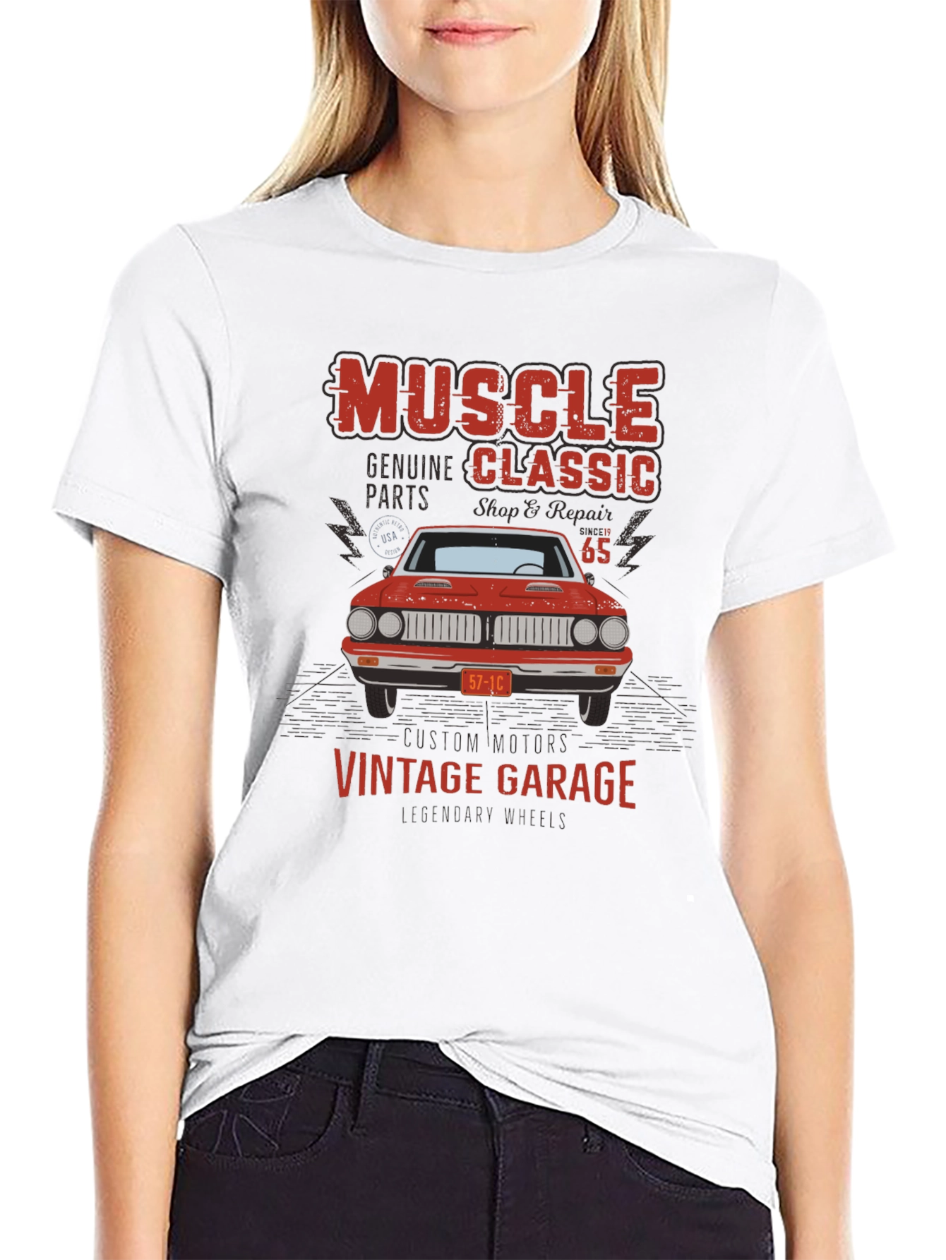 Black Muscle Classic Vintage Garage Graphic T-Shirt view 9