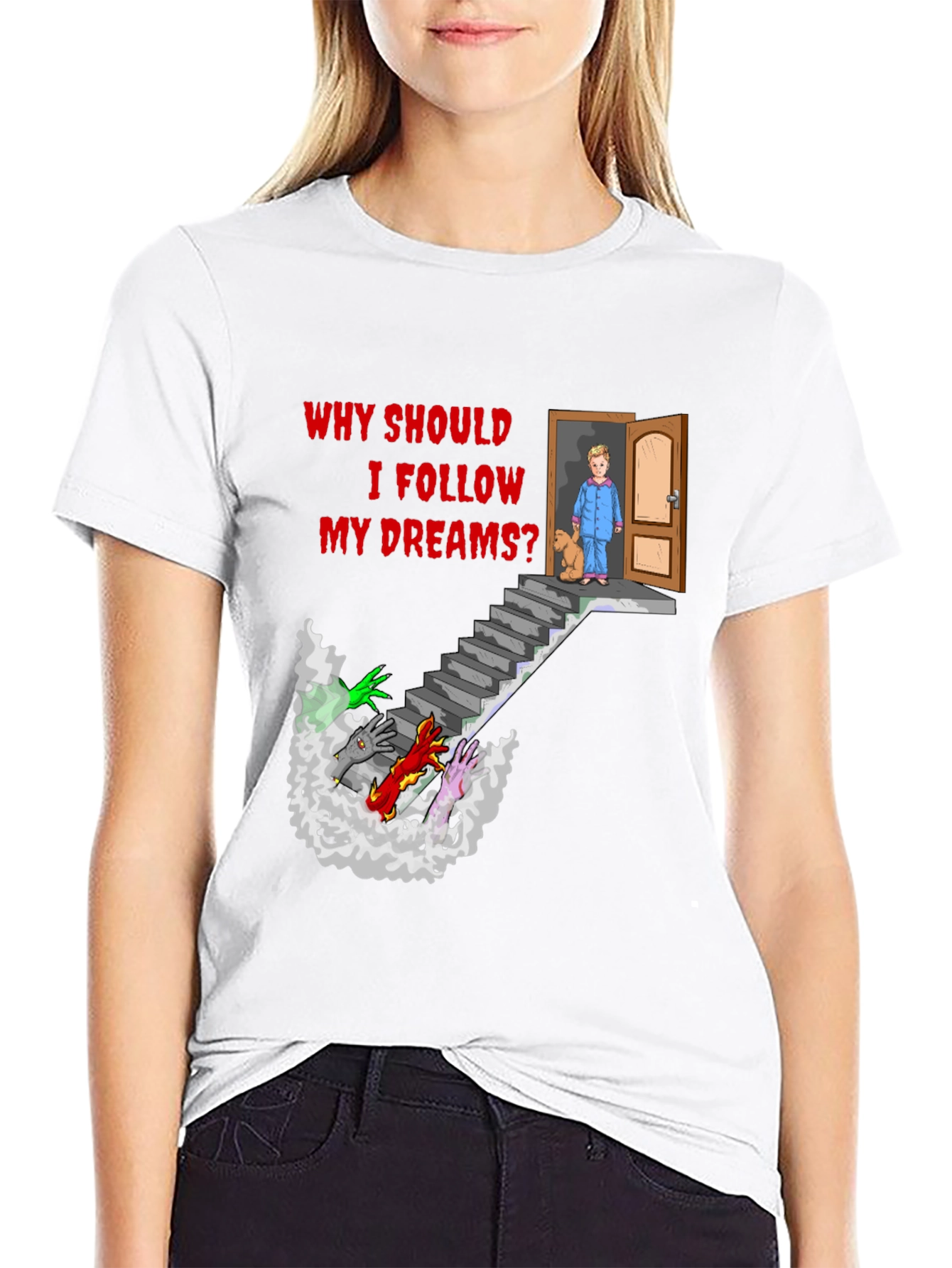 Black Why Should I Follow My Dreams? T-Shirt view 9