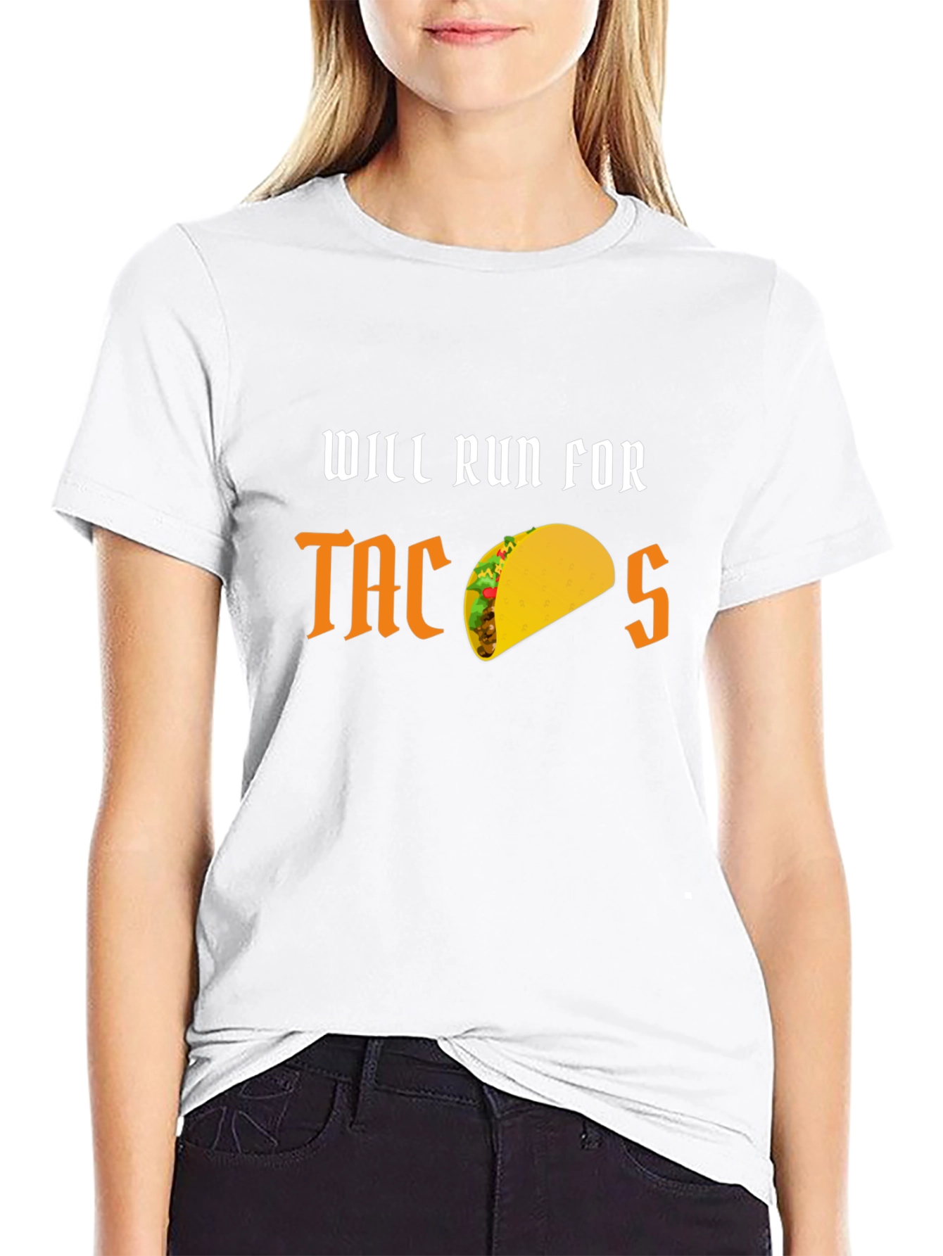 Black Will Run for Tacos Funny Graphic T-Shirt view 9