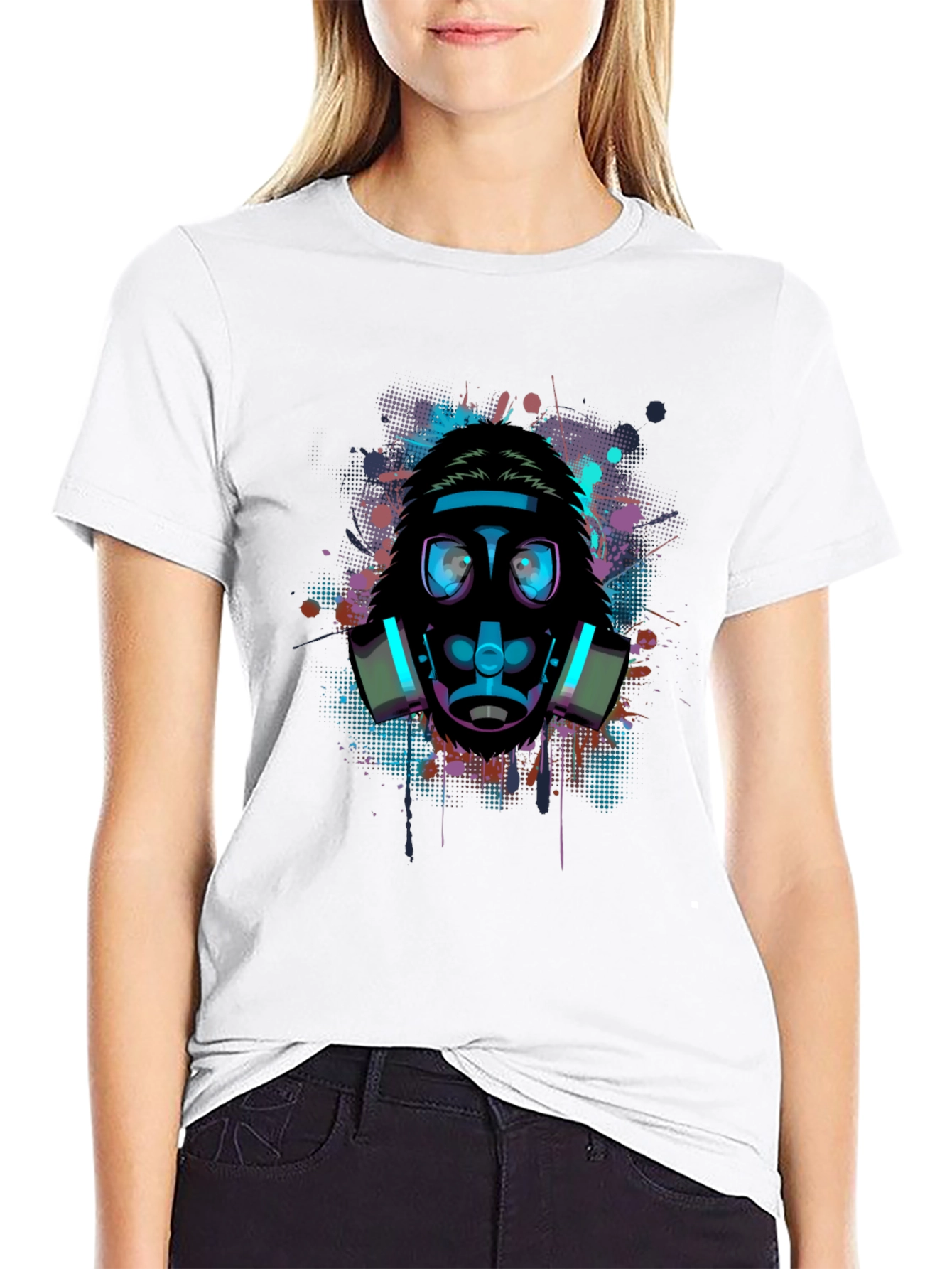 Black Graphic Gas Mask T-Shirt - Urban Style view 9