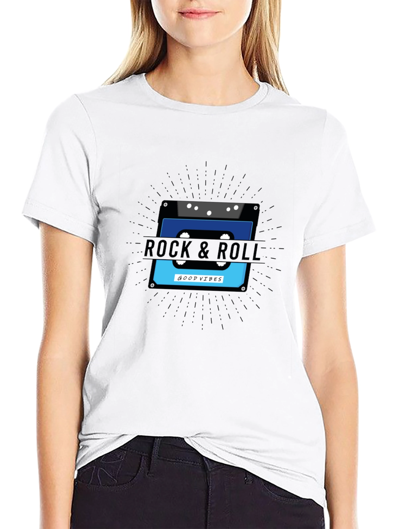 Black Rock & Roll Good Vibes Cassette Tape Graphic Tee view 9