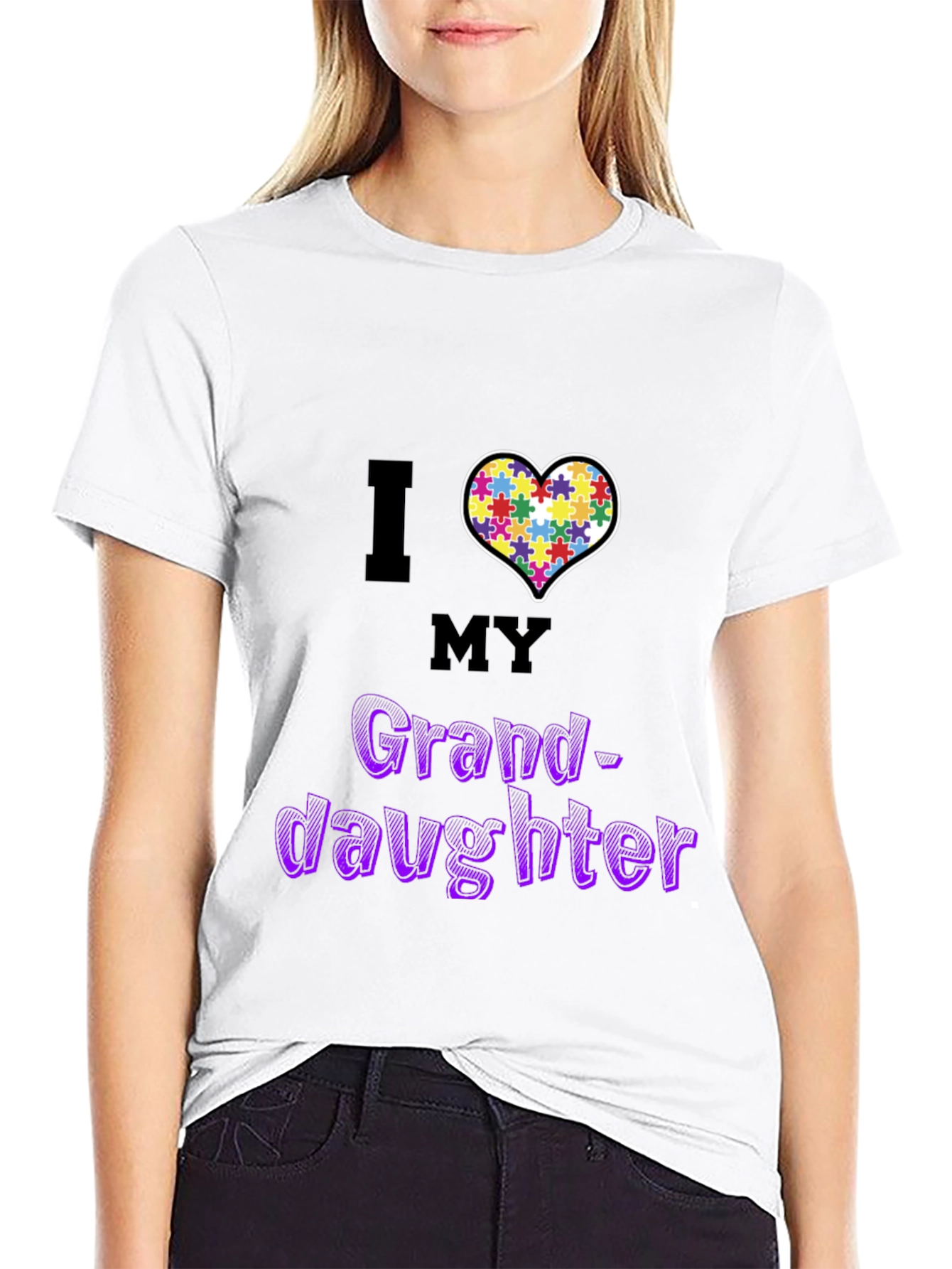 Black I Love My Granddaughter Autism Awareness T-Shirt view 9