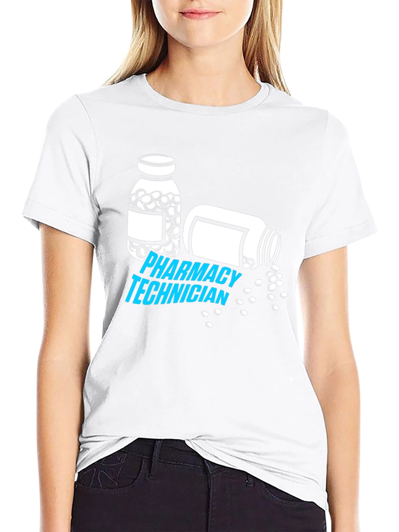 Black Pharmacy Technician T-Shirt - Pill Bottle Graphic view 9