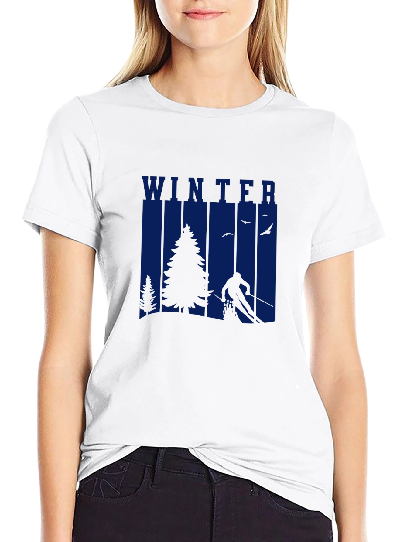 Black Winter Scene Graphic T-Shirt view 9