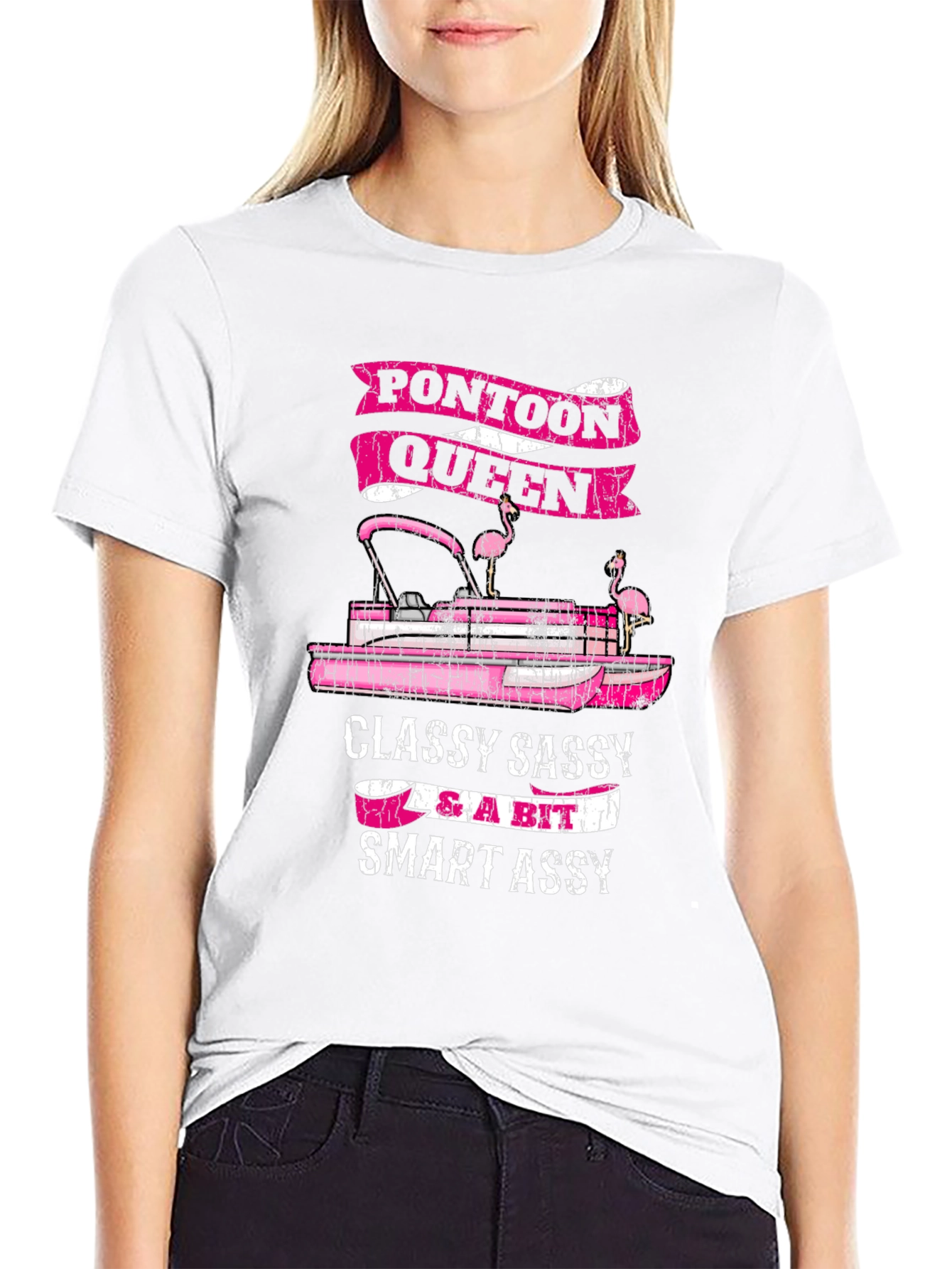 Black Pontoon Queen Graphic T-Shirt - Classy Sassy & Smart Assy view 9