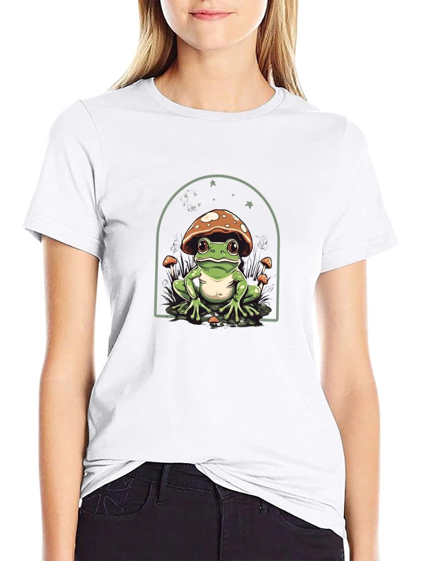 Black Mushroom Frog T-Shirt - Unique Graphic Tee view 9