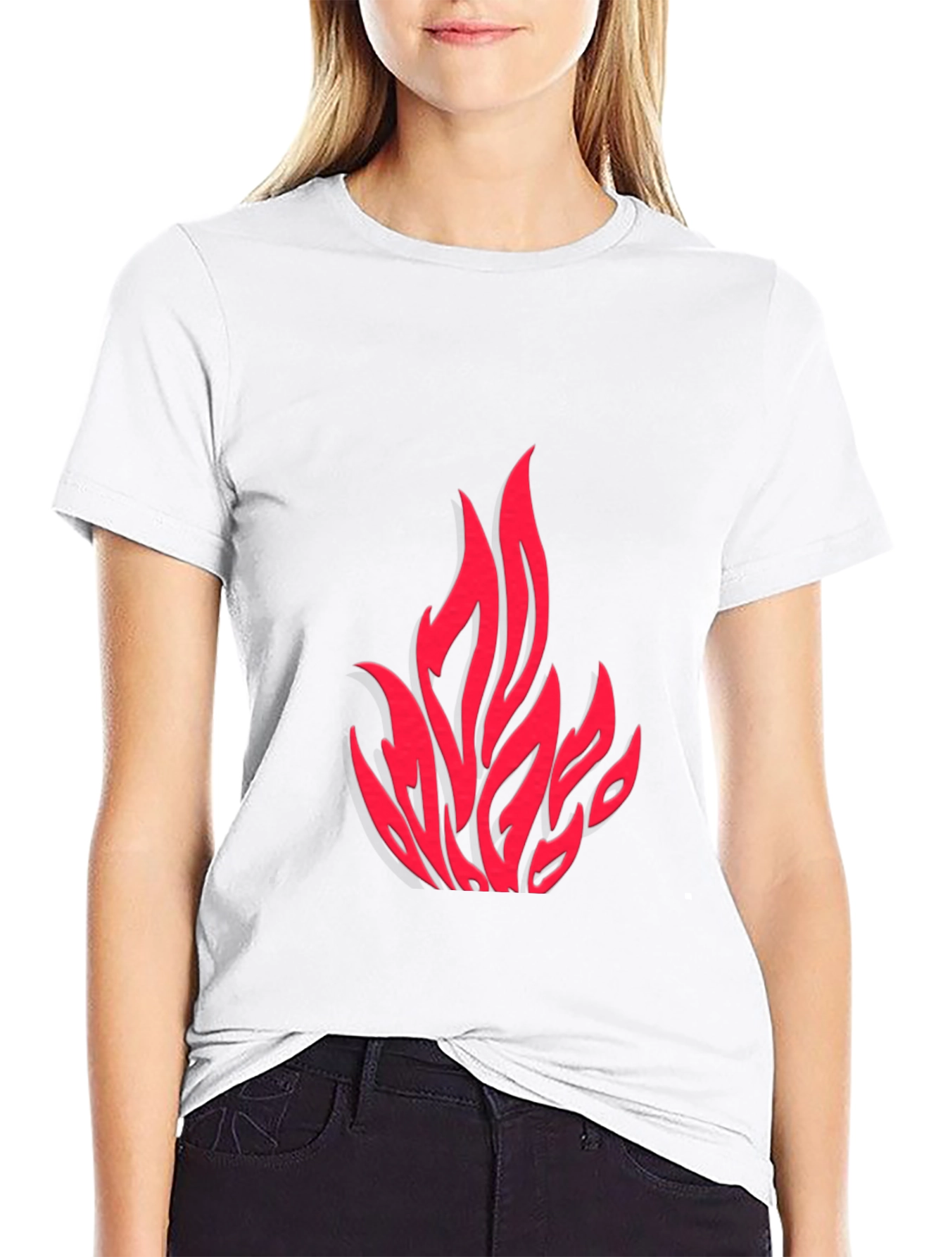 Black Fiery Red Graphic Print Black T-Shirt view 9