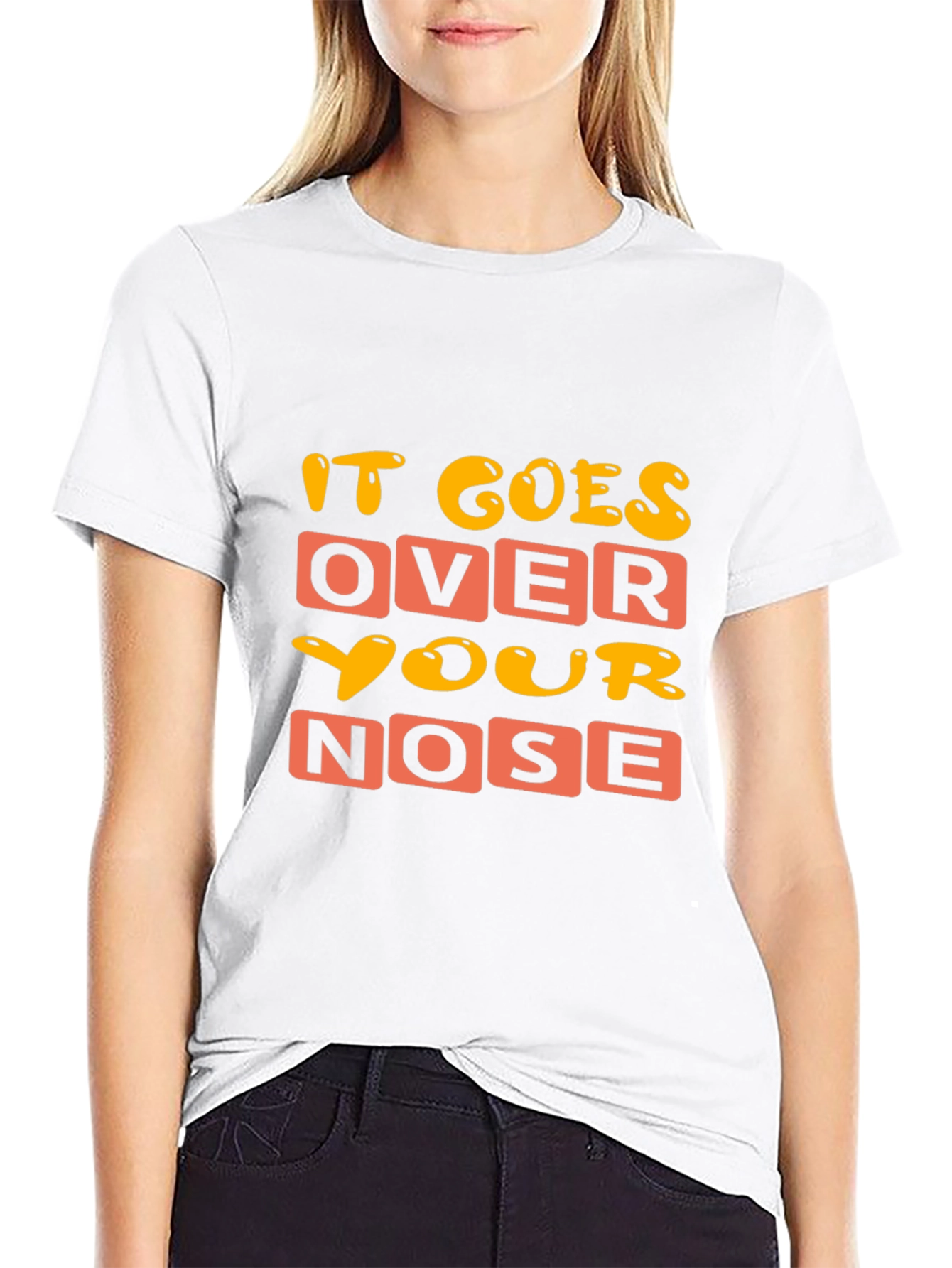 Black Funny 'It Goes Over Your Nose' Graphic T-Shirt view 9