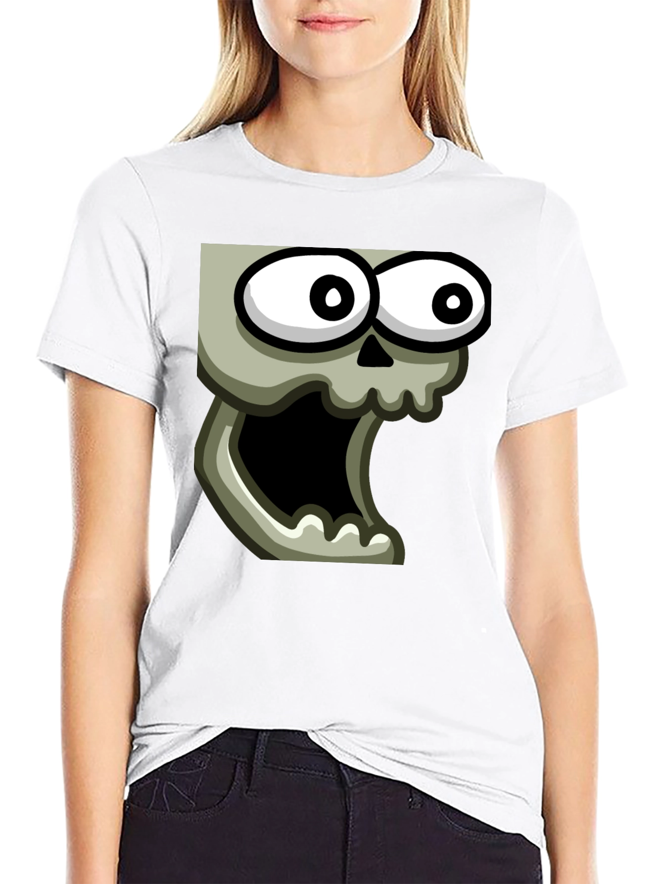 Black Cartoon Skull Graphic Black T-Shirt view 9