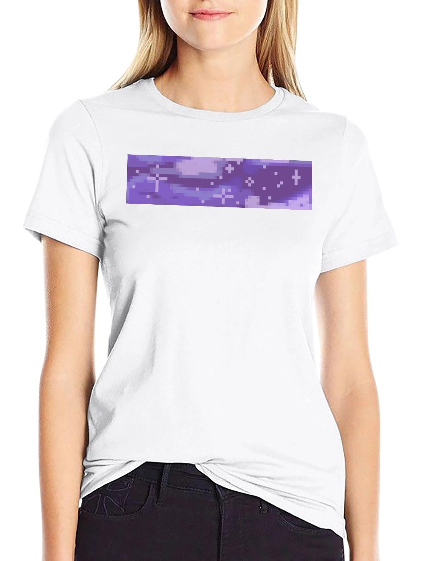 Black Pixel Galaxy Tee - Black Cotton Crew Neck view 9